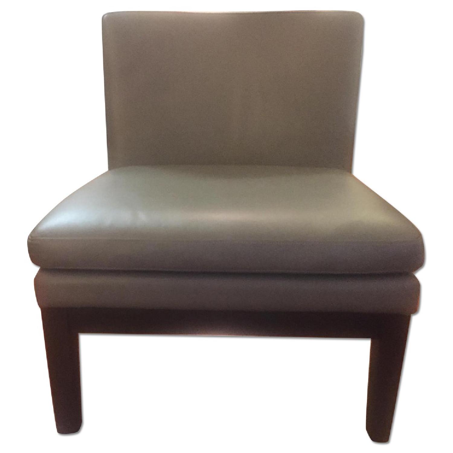 West Elm Leather Slipper Chair in Elephant - image-7