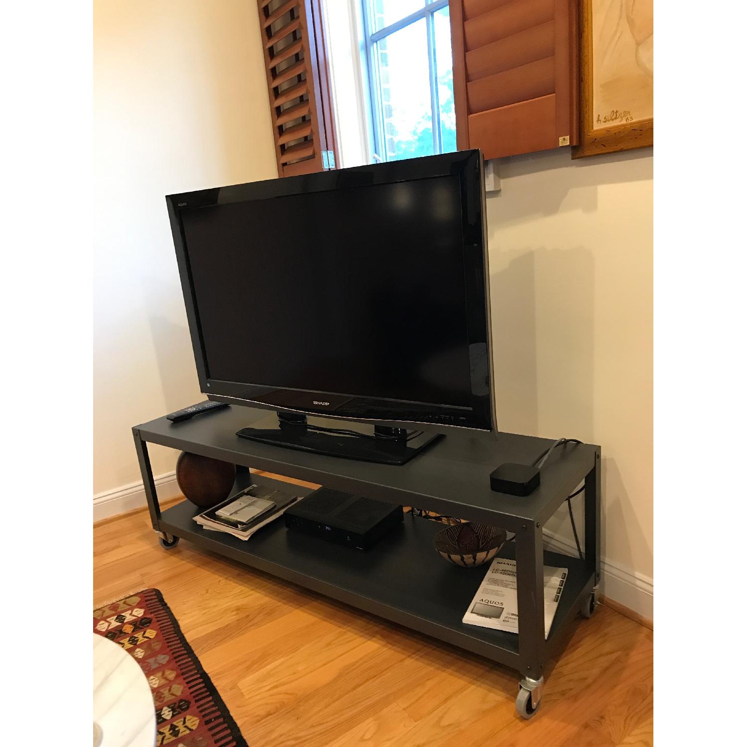 CB2 GoCart Carbon Rolling TV Stand/Coffee Table AptDeco