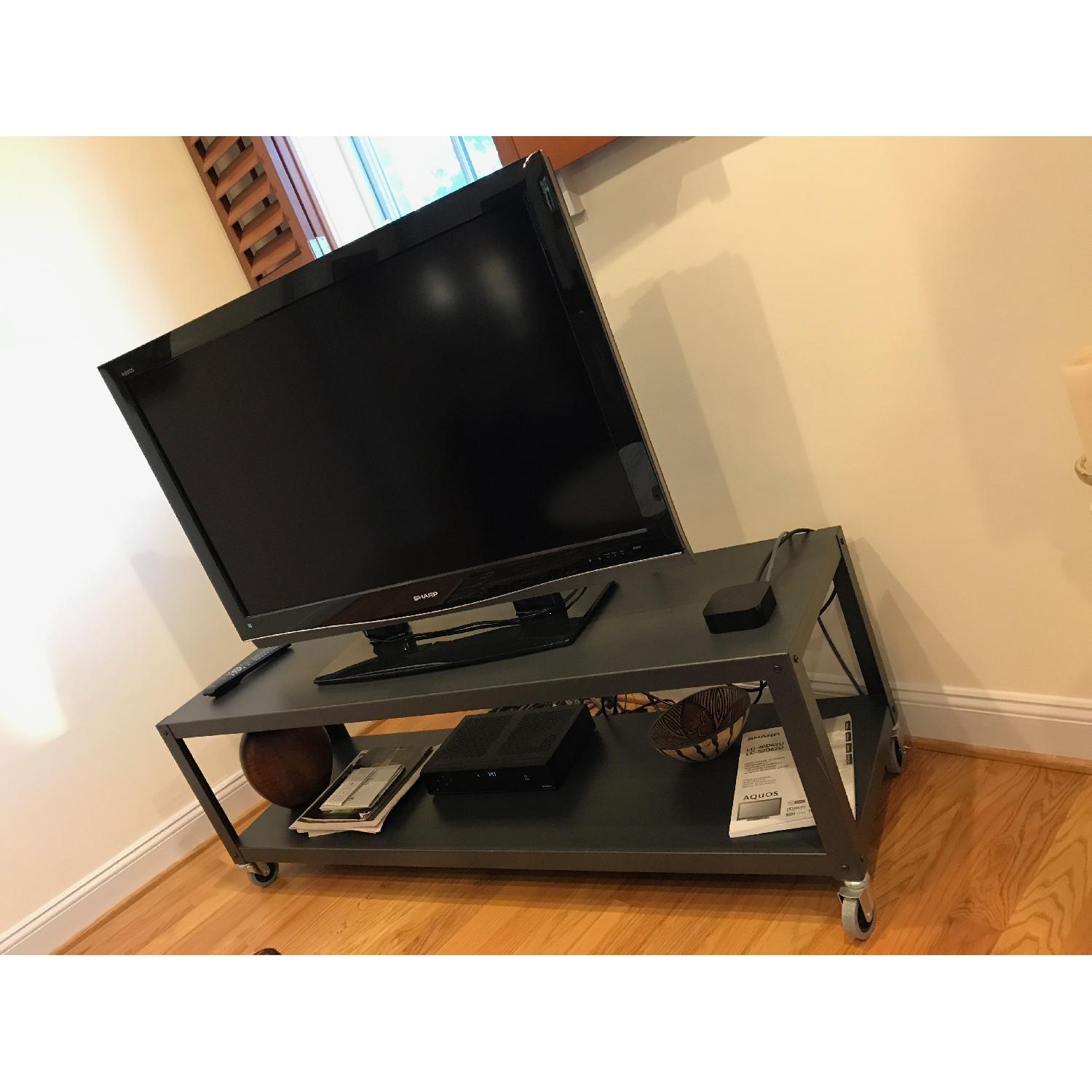 CB2 GoCart Carbon Rolling TV Stand/Coffee Table AptDeco
