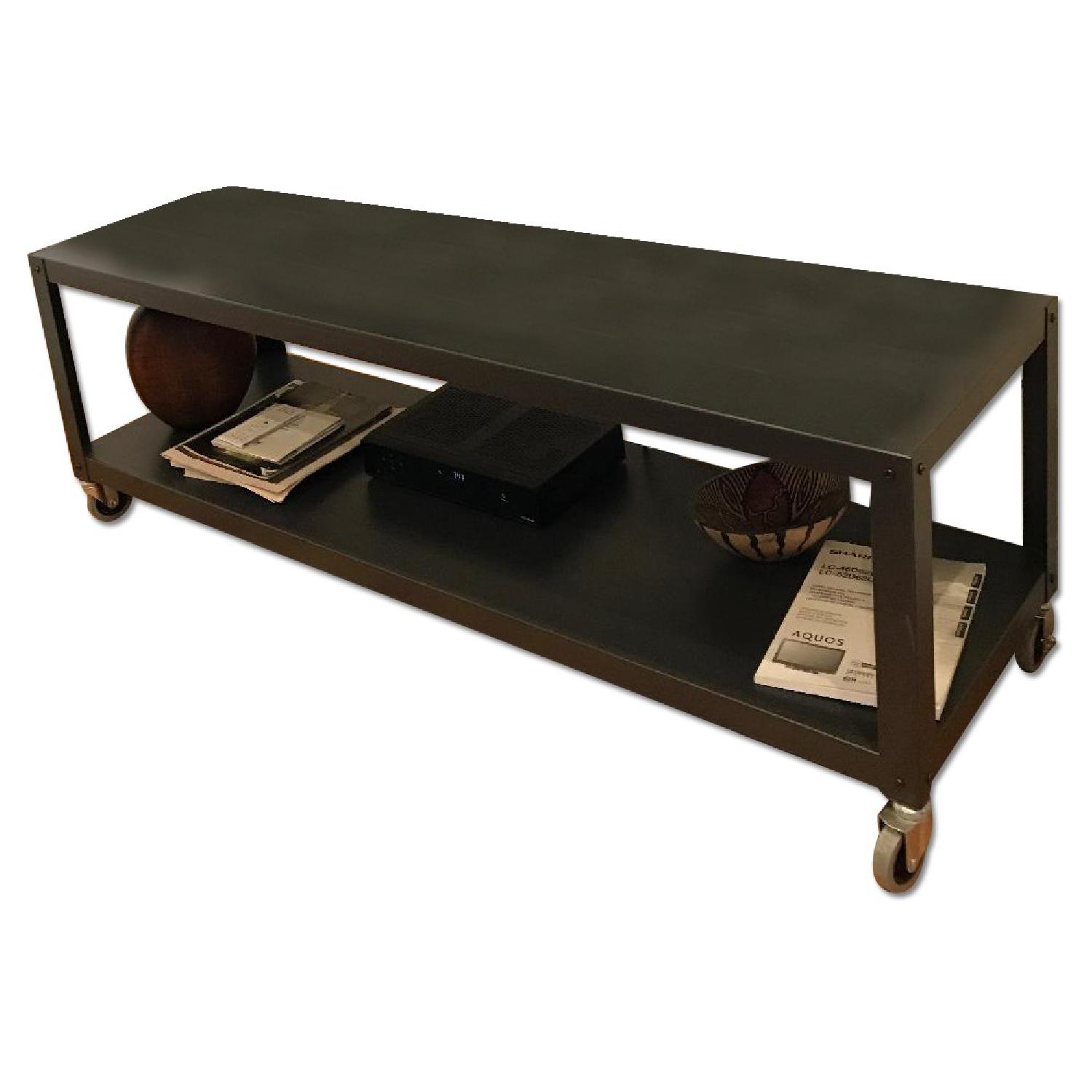 CB2 GoCart Carbon Rolling TV Stand/Coffee Table AptDeco