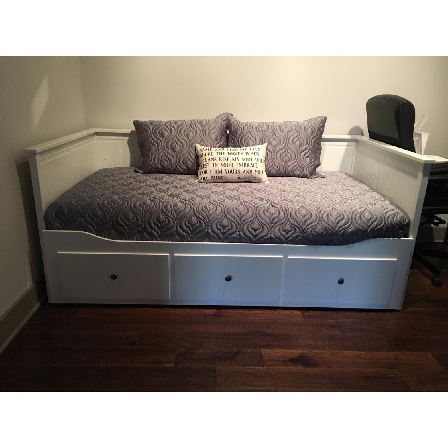 Ikea White Daybed w/ Storage - image-1