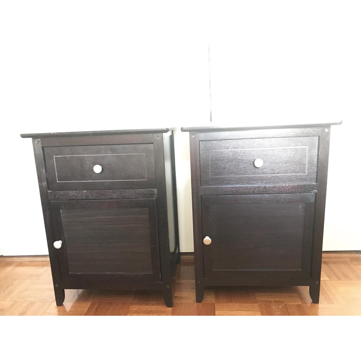 Night Tables w/ Cabinet & Drawer in Espresso - image-1