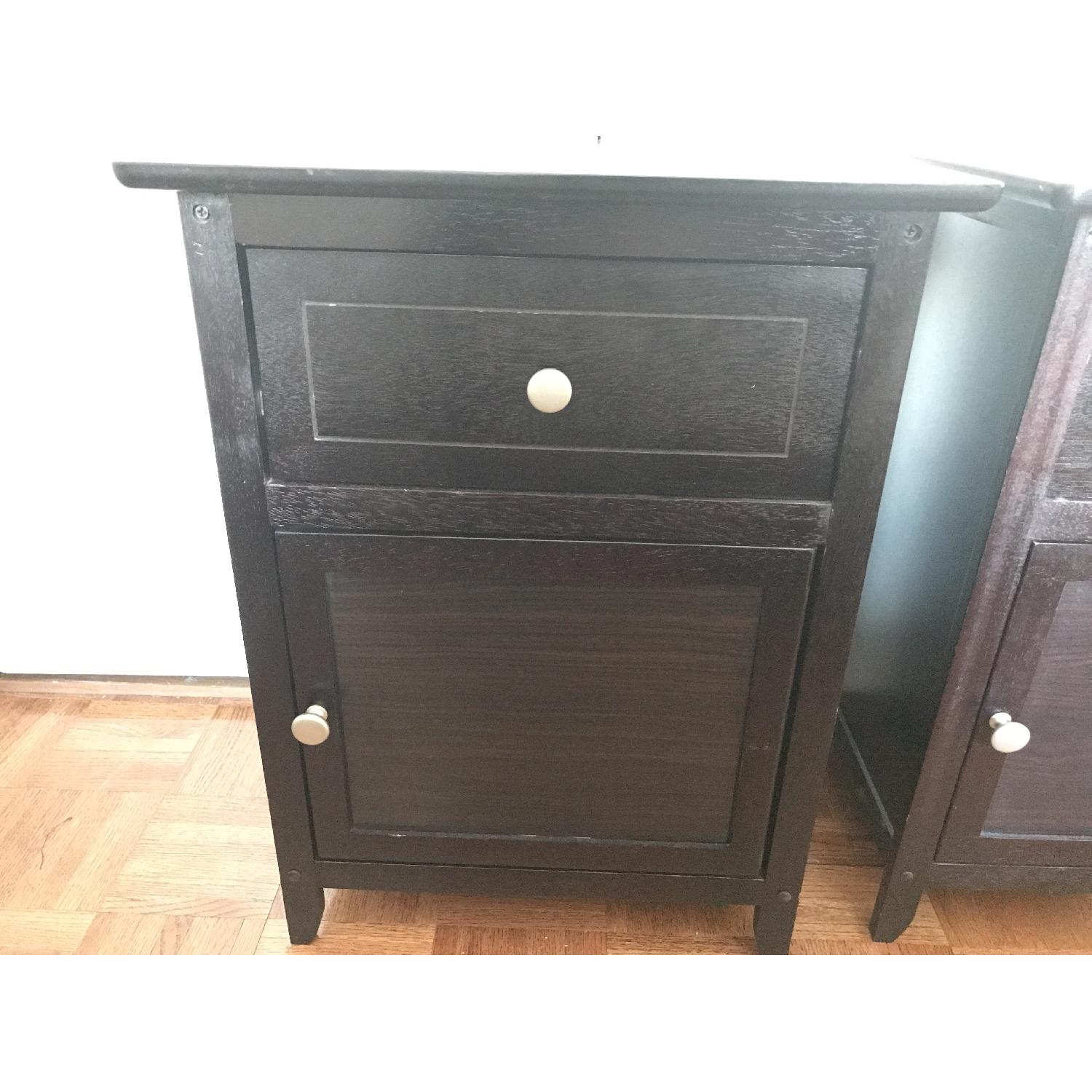 Night Tables w/ Cabinet & Drawer in Espresso - image-2