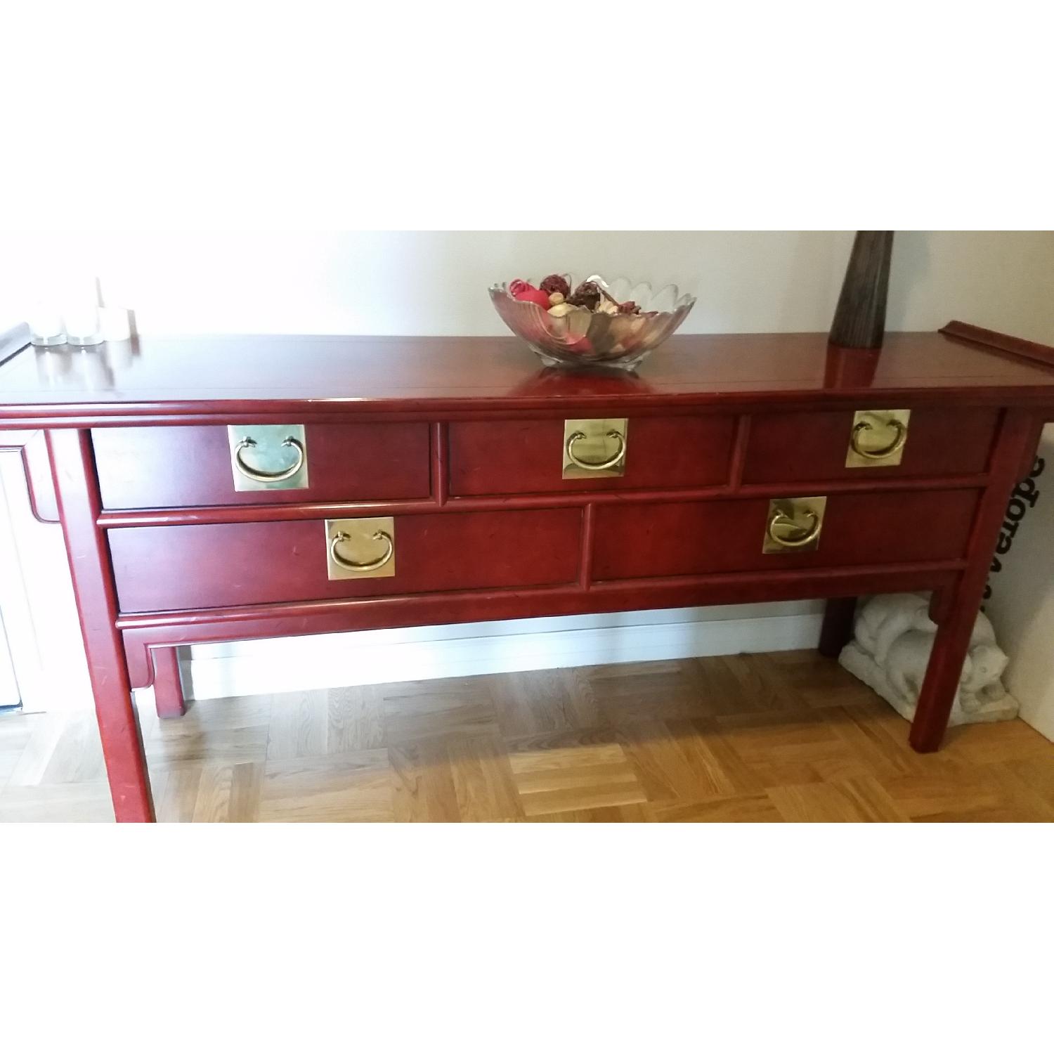 Century Furniture Deep Red Alter Accent Table - image-2