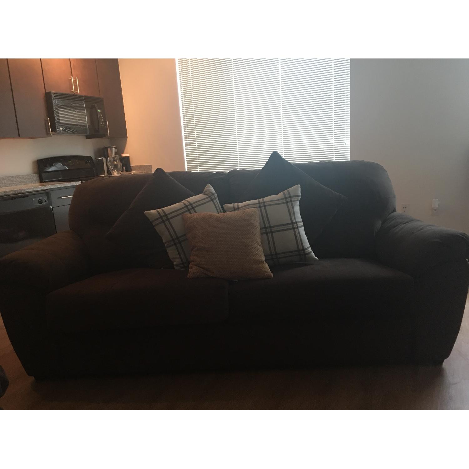 Dark Brown Fabric Sleeper Sofa - image-1