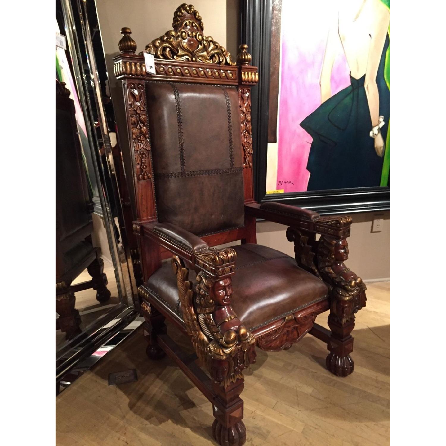 Greek King Head Carved Wood Chair - image-1