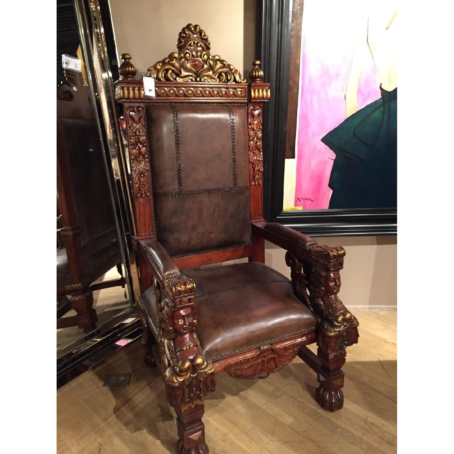 Greek King Head Carved Wood Chair - image-2