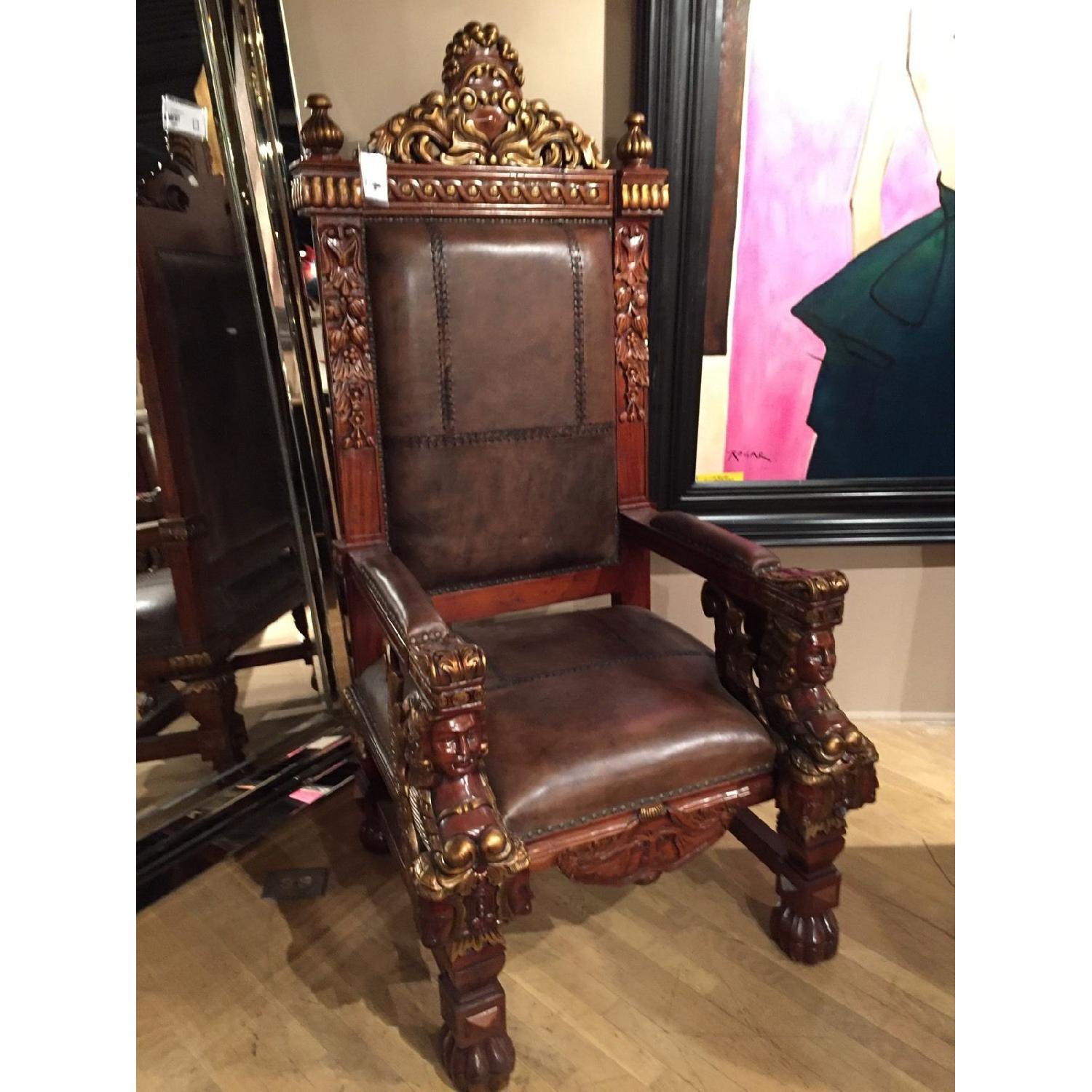 Greek King Head Carved Wood Chair - image-3