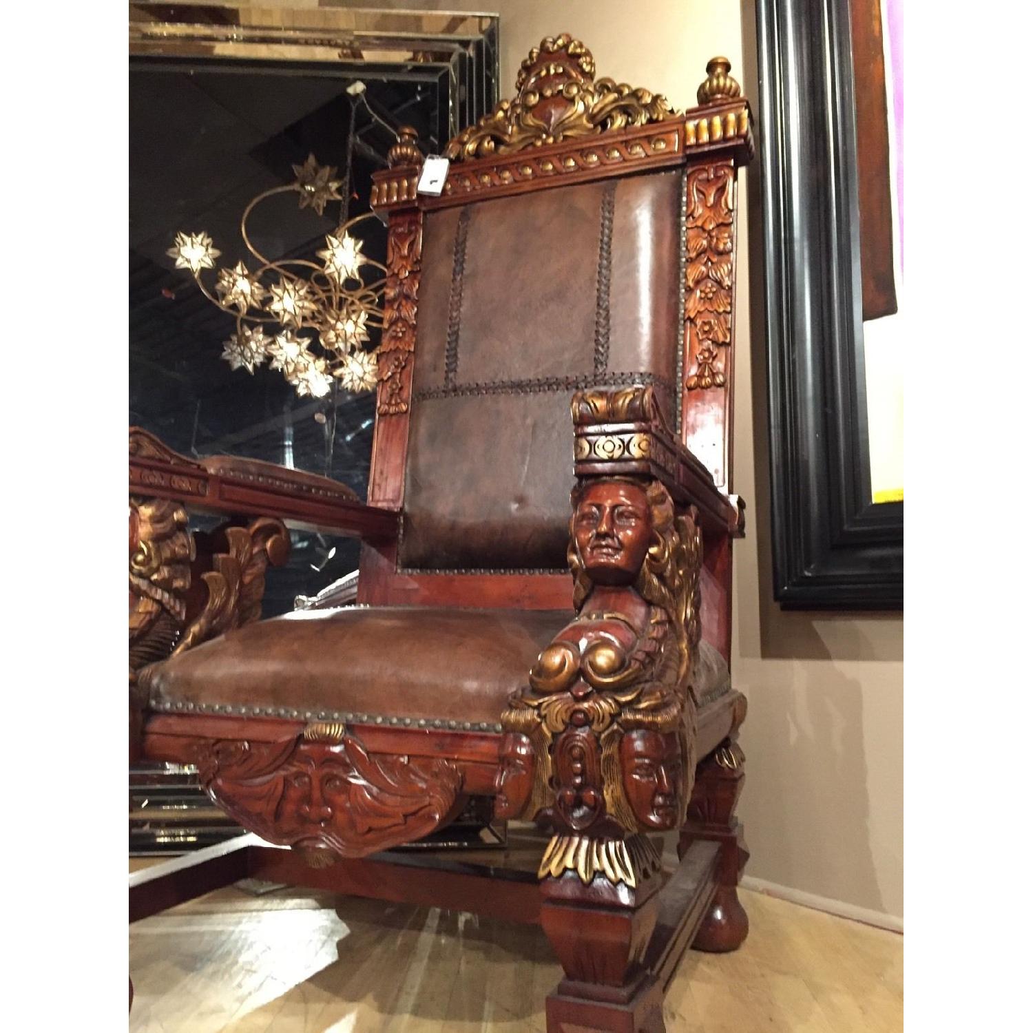 Greek King Head Carved Wood Chair - image-4