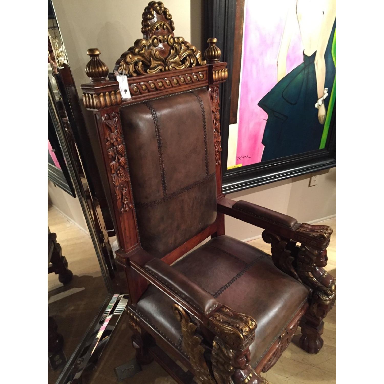 Greek King Head Carved Wood Chair - image-7