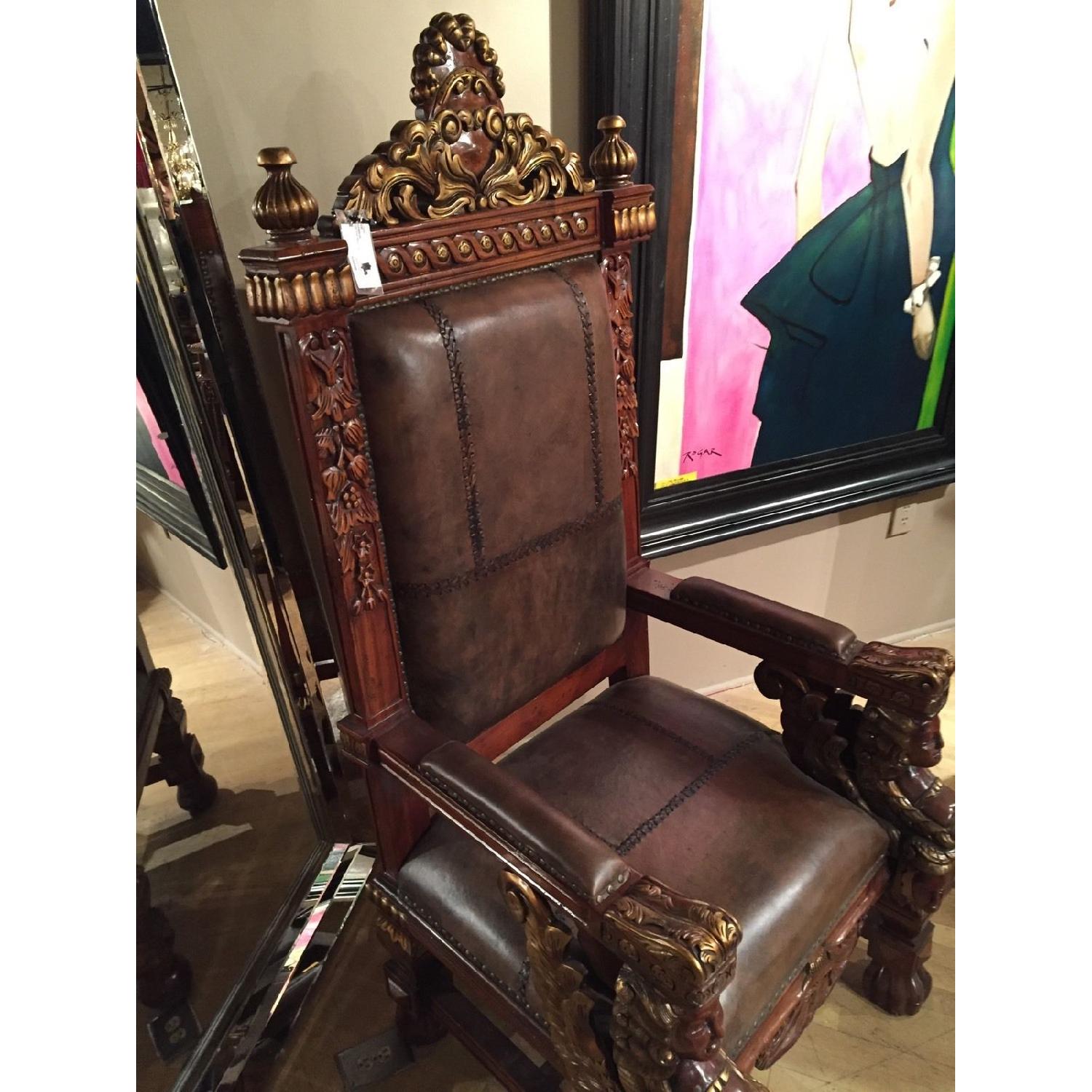 Greek King Head Carved Wood Chair - image-8