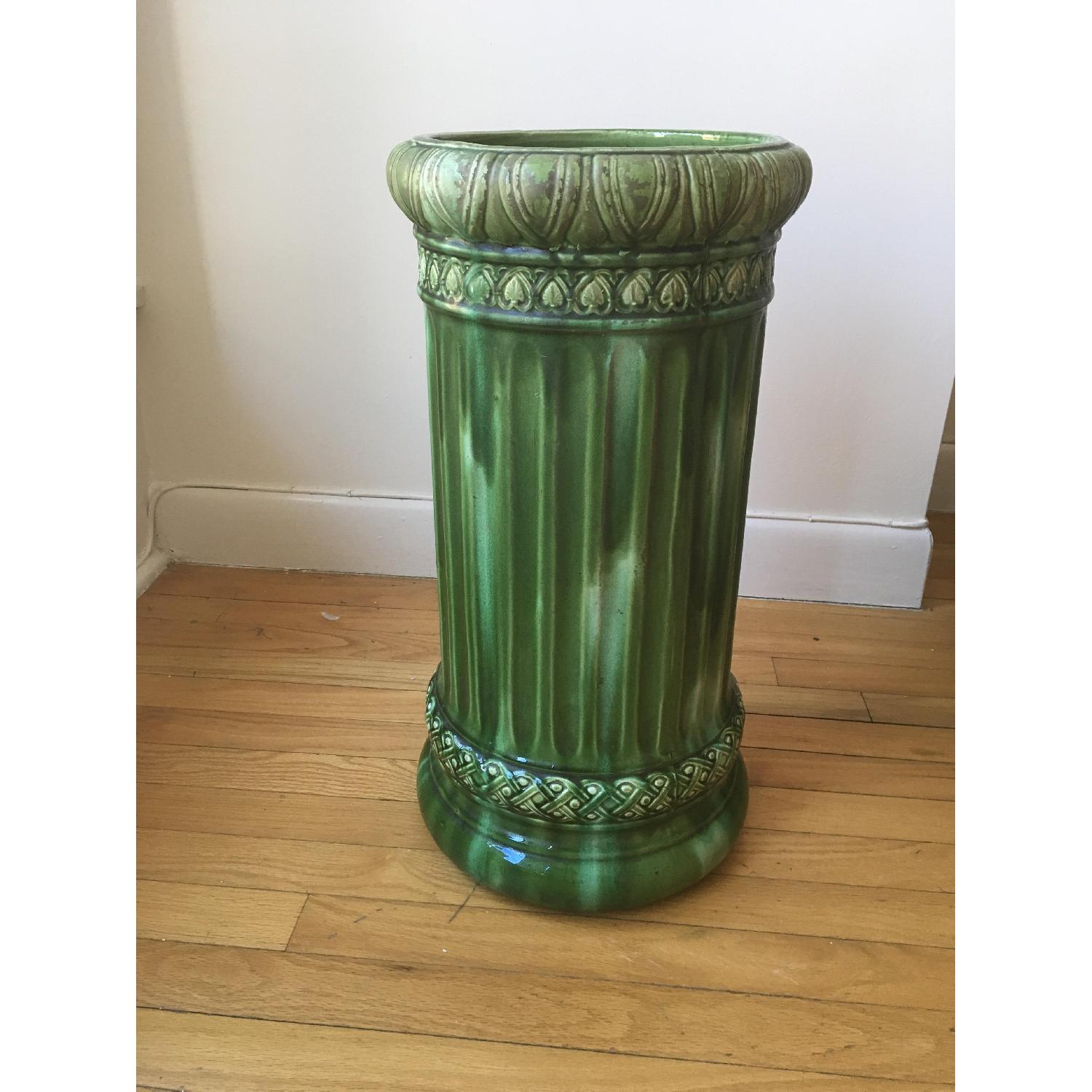 Antique McCoy Green Umbrella Stand - image-1