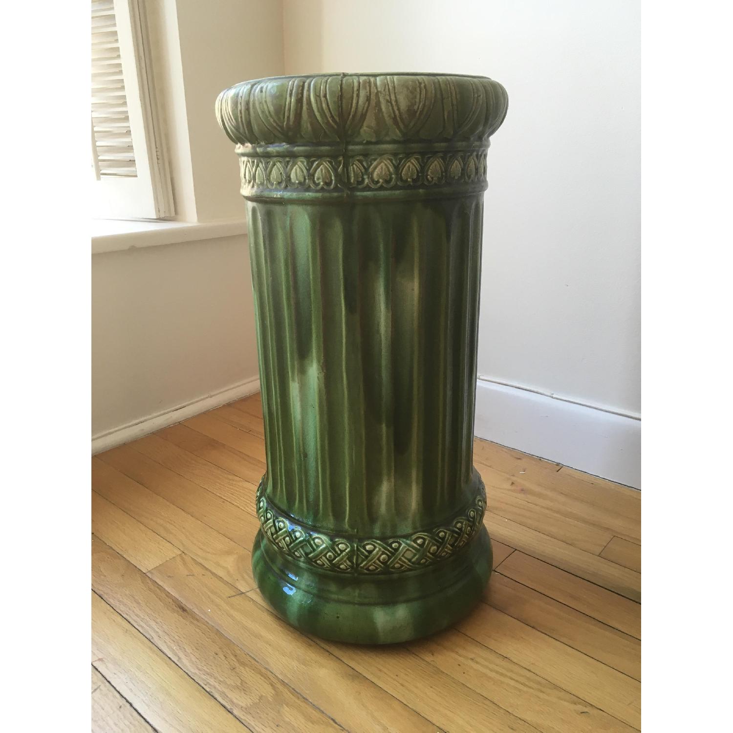 Antique McCoy Green Umbrella Stand AptDeco