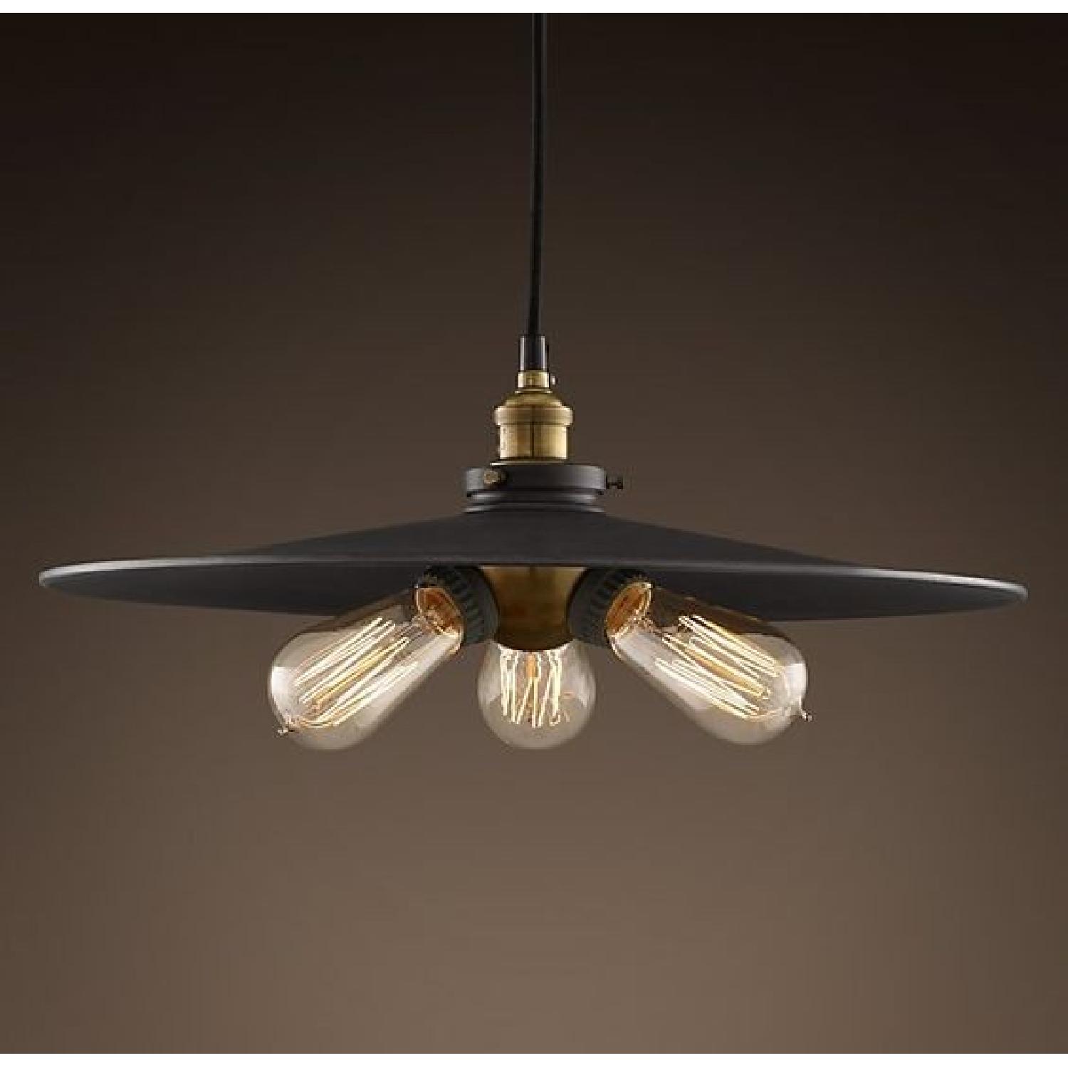 Restoration Hardware 20th C Factory Filament Metal Triple Pendant