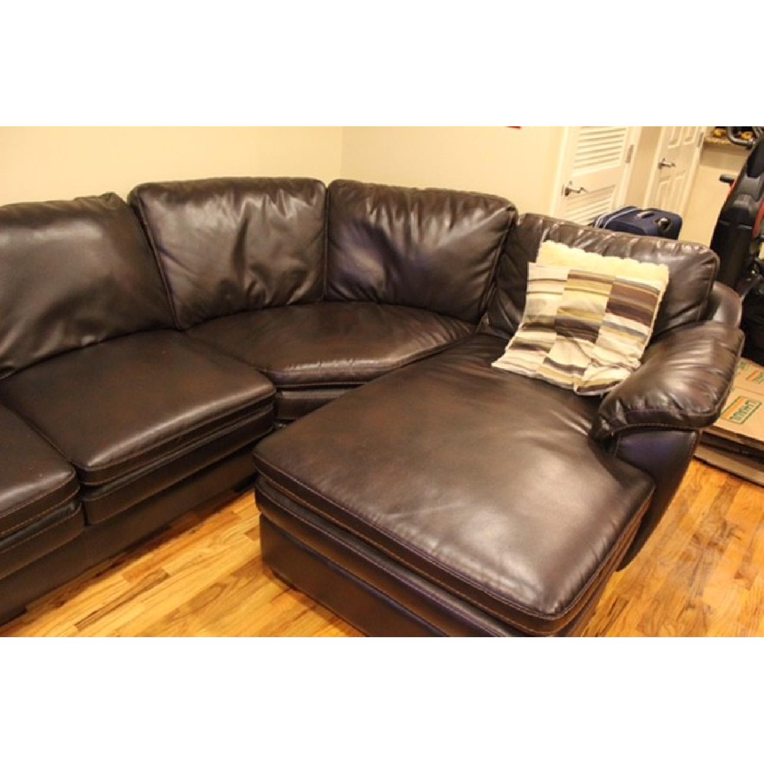 Brown Faux Leather Sectional Sofa - image-2