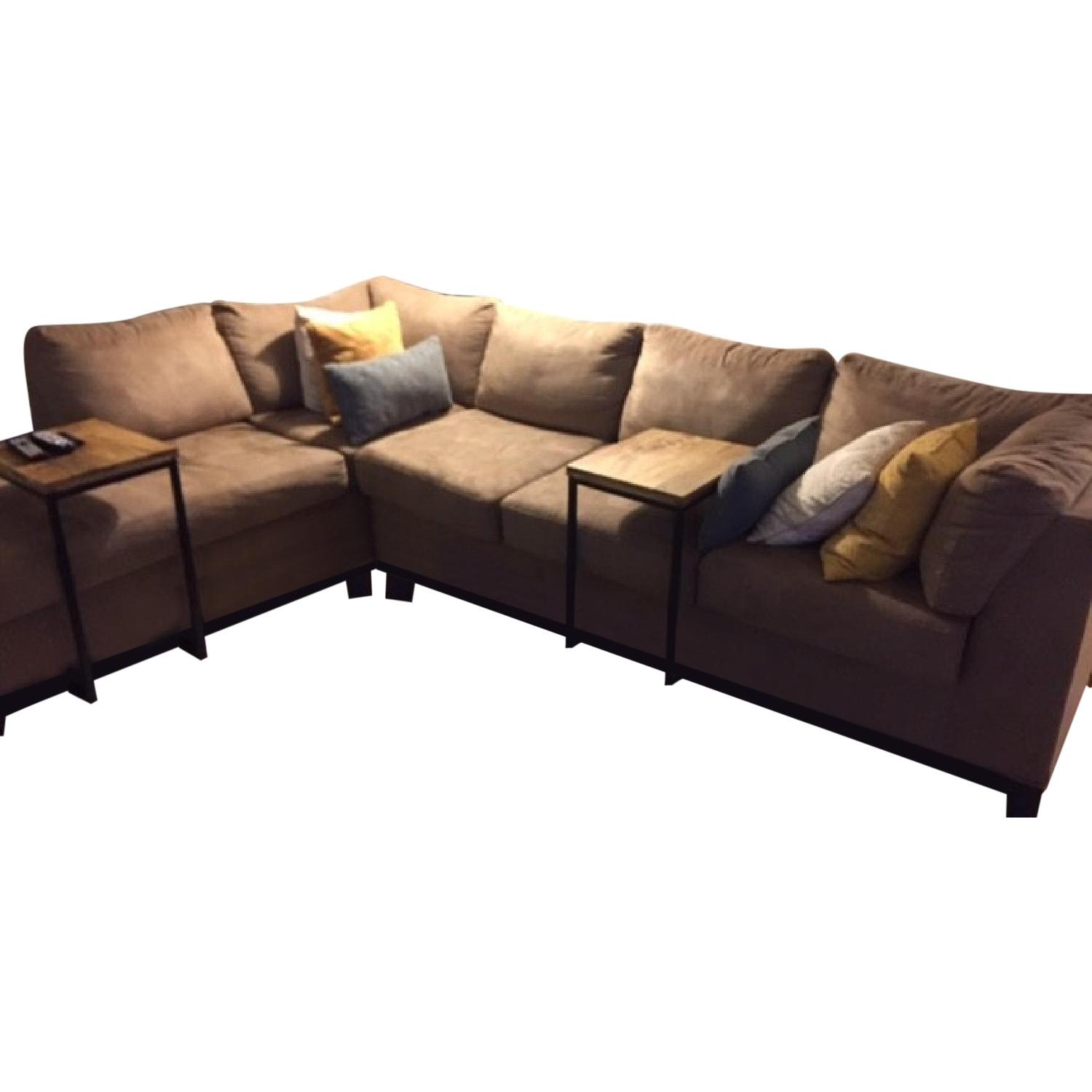 Raymour & Flanigan Beige 2 Piece Sectional Sofa - AptDeco
