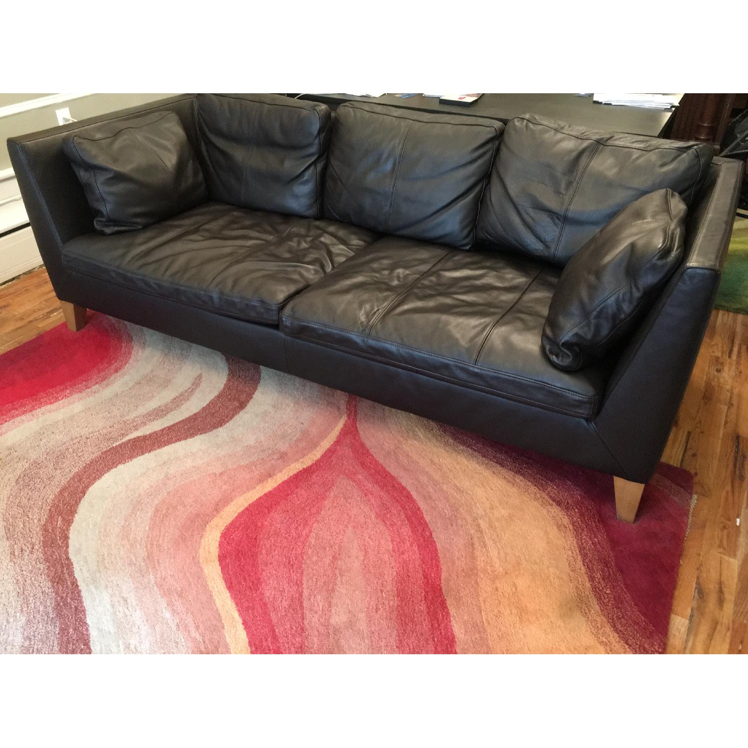 Ikea Stockholm Dark Brown Leather Couch - image-2