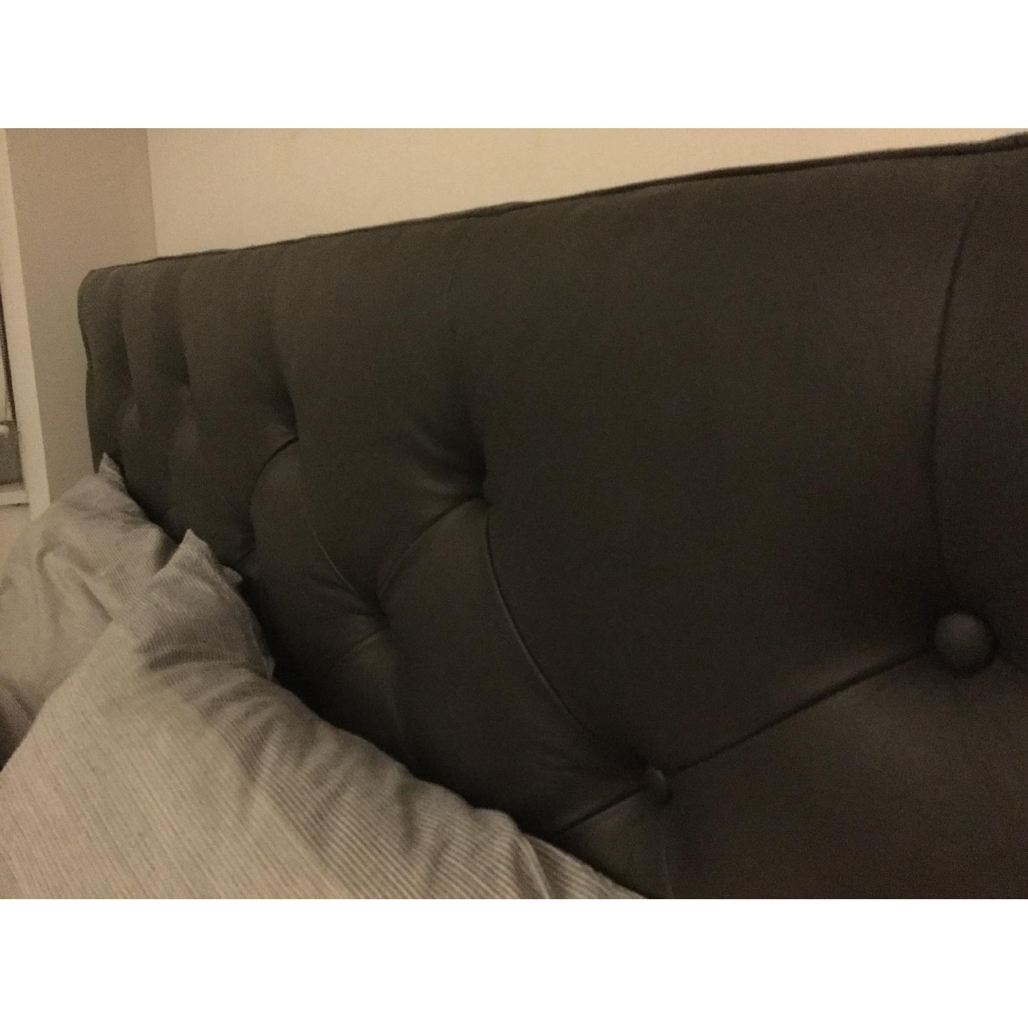 Pottery Barn Lorraine Tufted Leather Queen Bed Frame - image-2