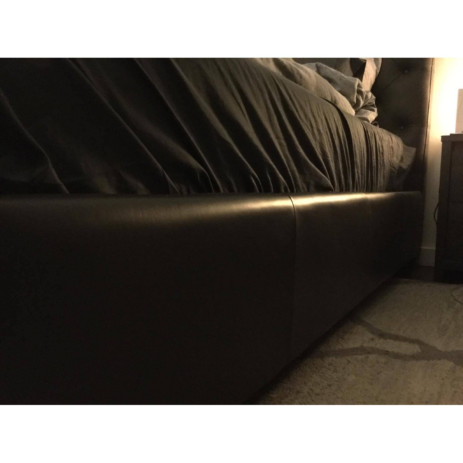 Pottery Barn Lorraine Tufted Leather Queen Bed Frame - image-3