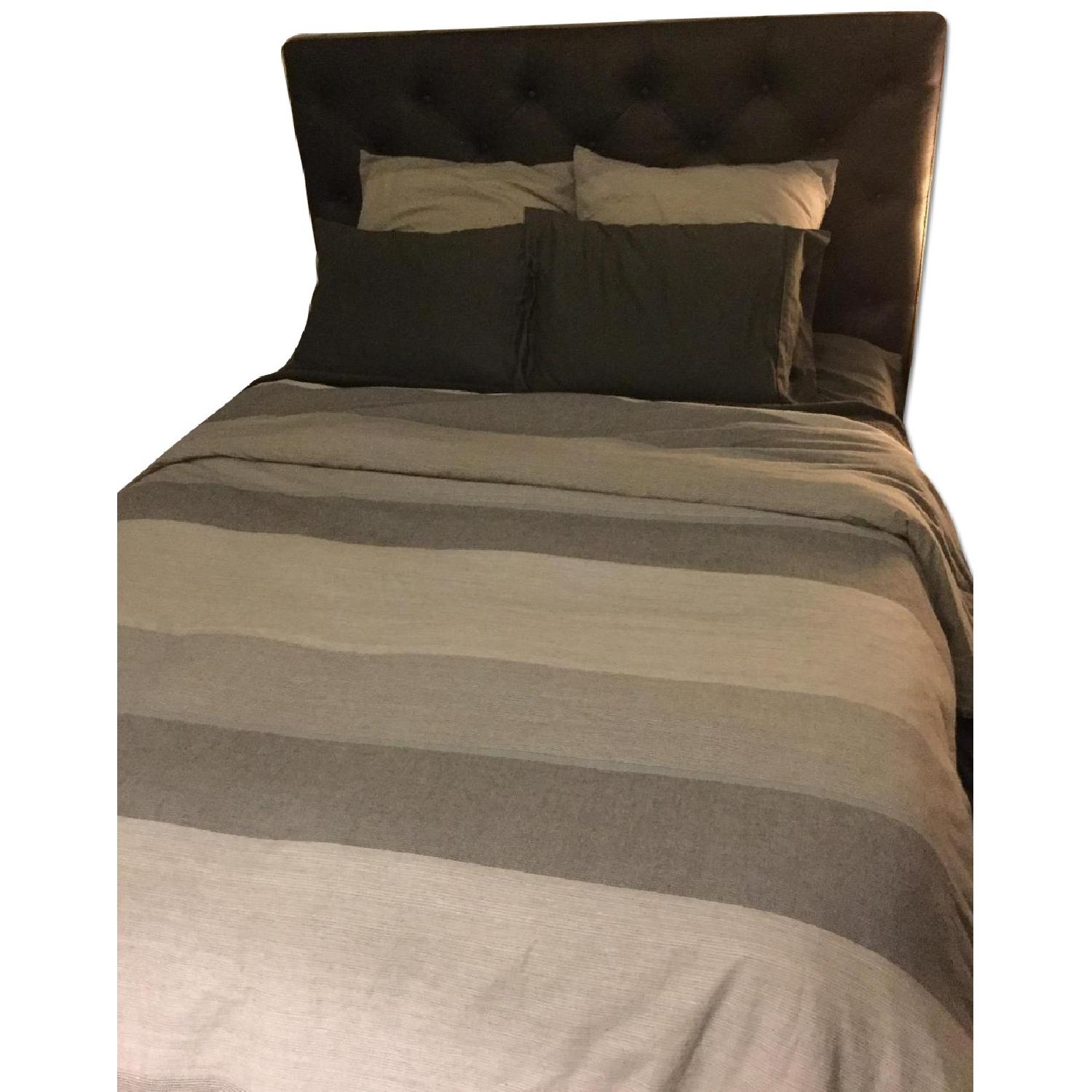 Pottery Barn Lorraine Tufted Leather Queen Bed Frame - image-5