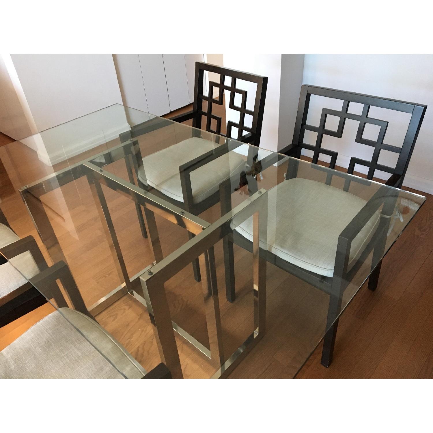 West Elm Glass Top Dining Table w/ 4 Matching Chairs - AptDeco