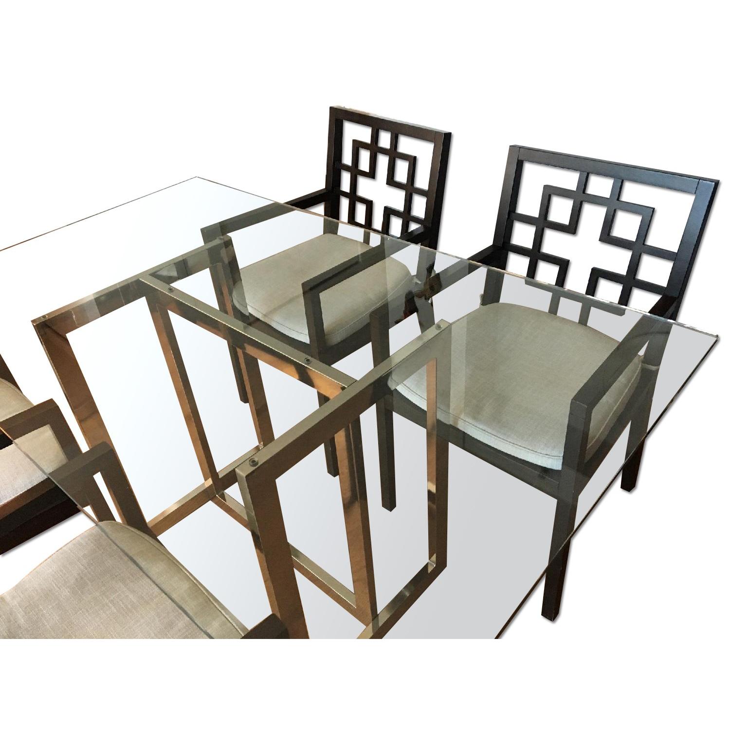 West Elm Glass Top Dining Table w/ 4 Matching Chairs - AptDeco