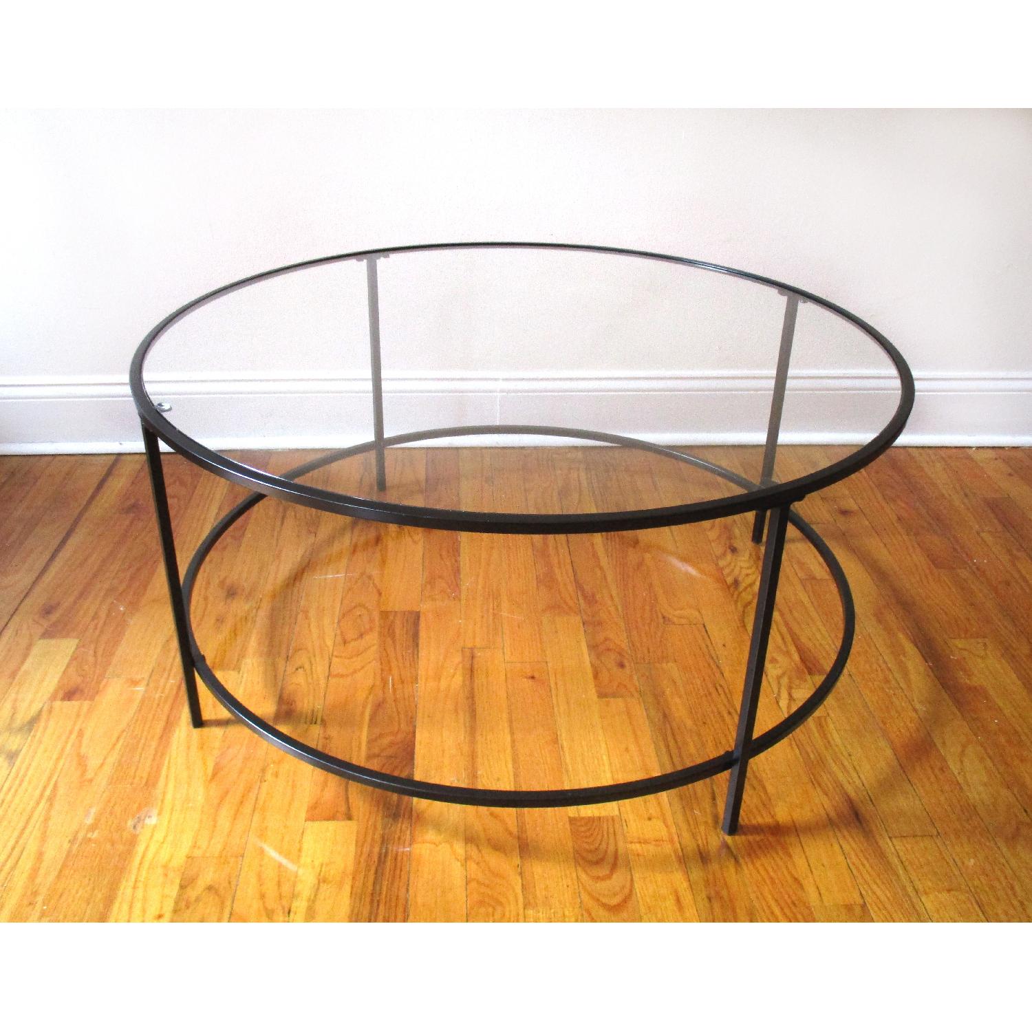 West Elm Round Glass Top Coffee Table AptDeco