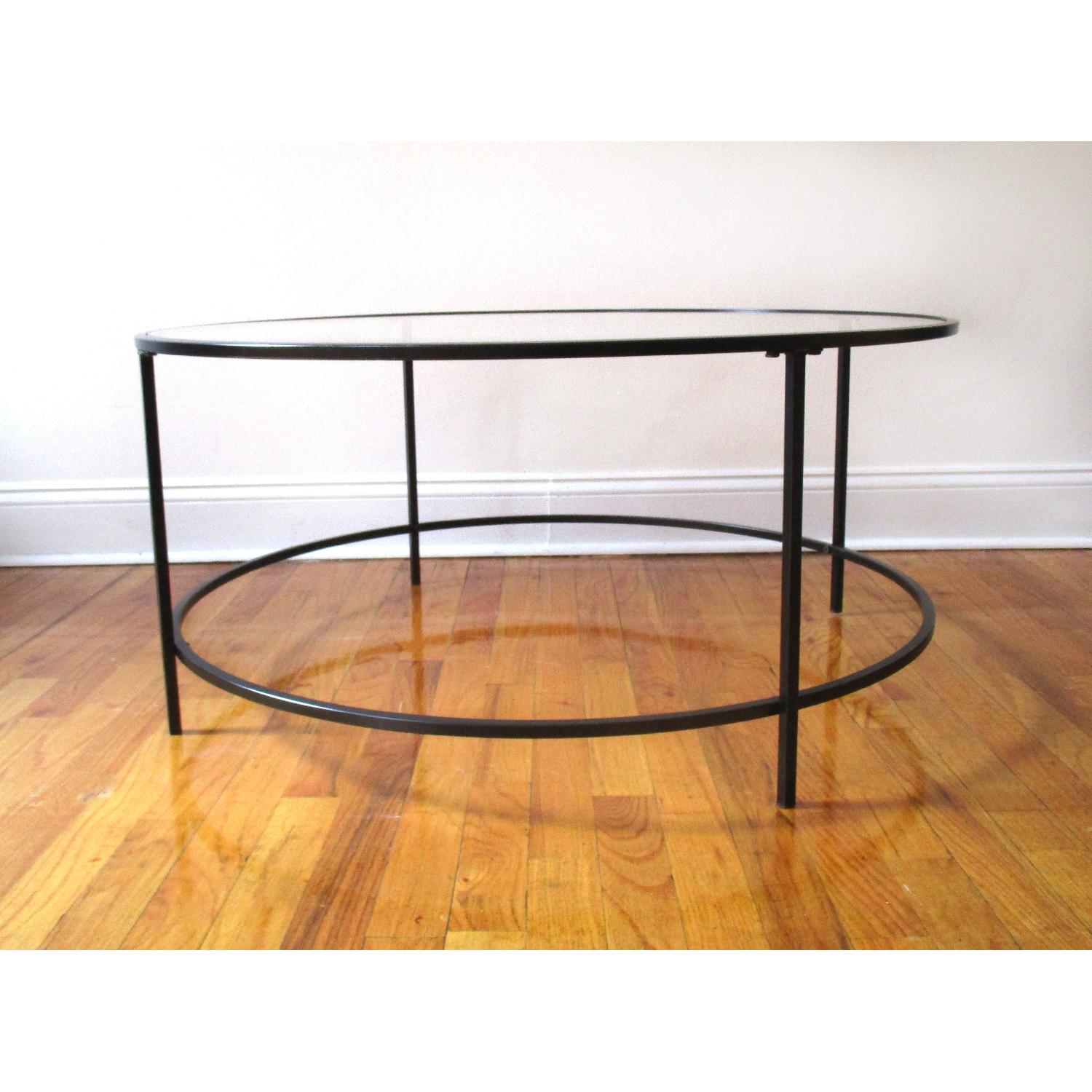 West Elm Round Glass Top Coffee Table - image-2