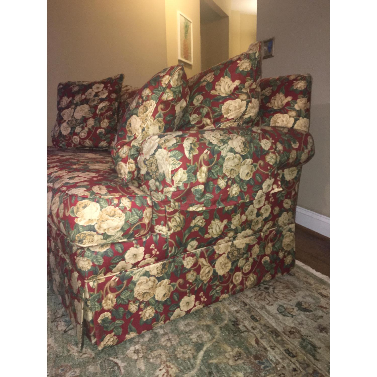 Ethan Allen Red Floral Loveseat - image-2