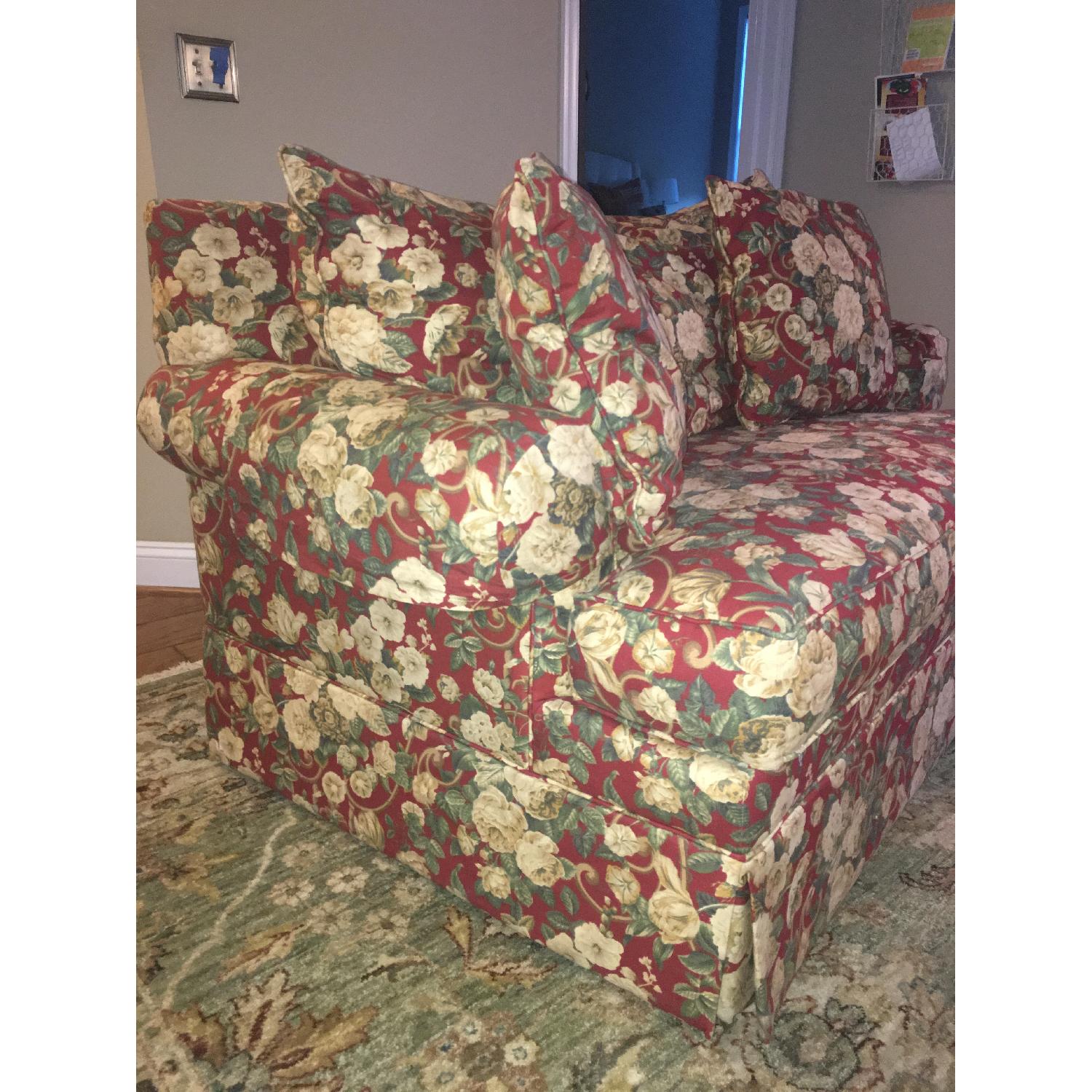 Ethan Allen Red Floral Loveseat - image-3