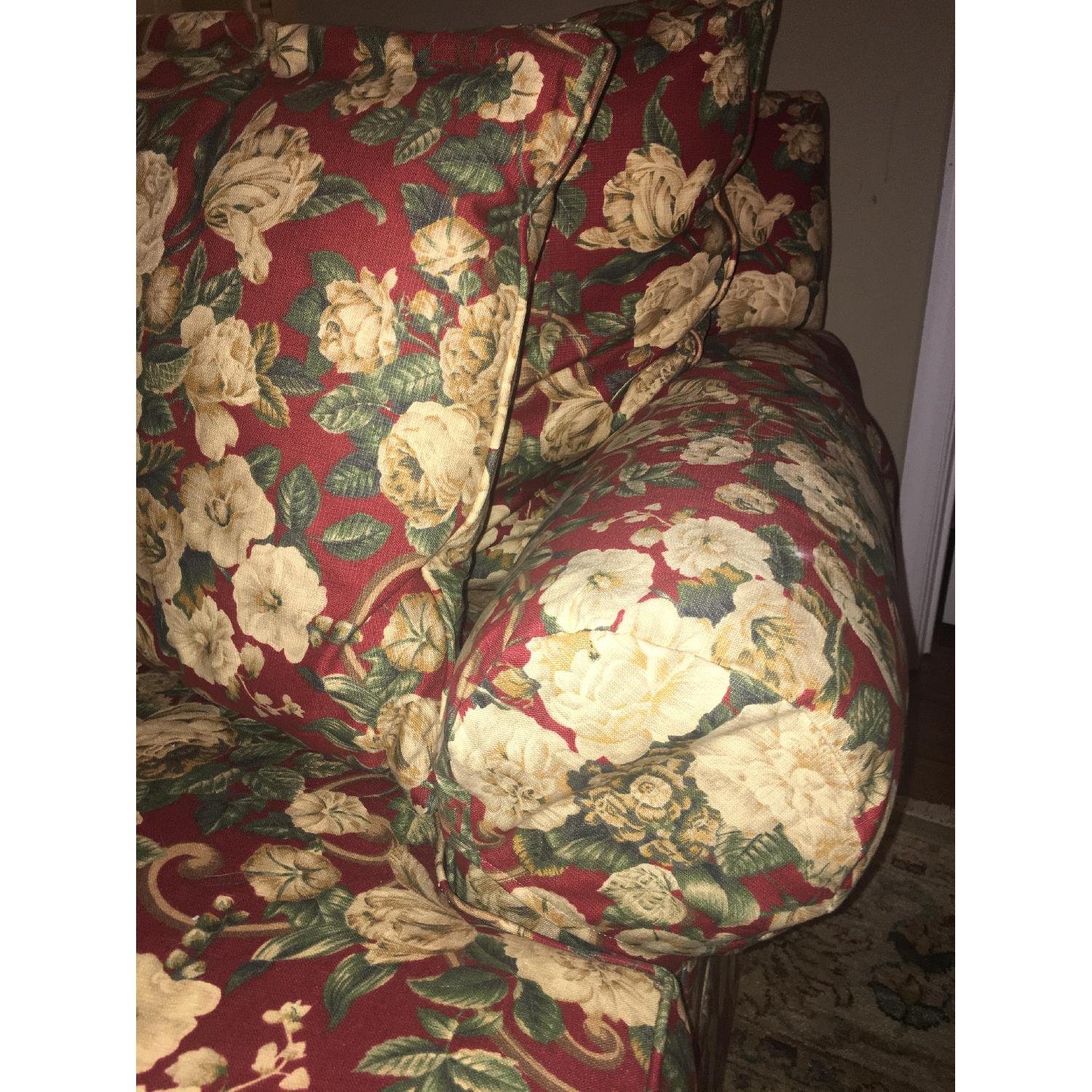 Ethan Allen Red Floral Loveseat - image-5