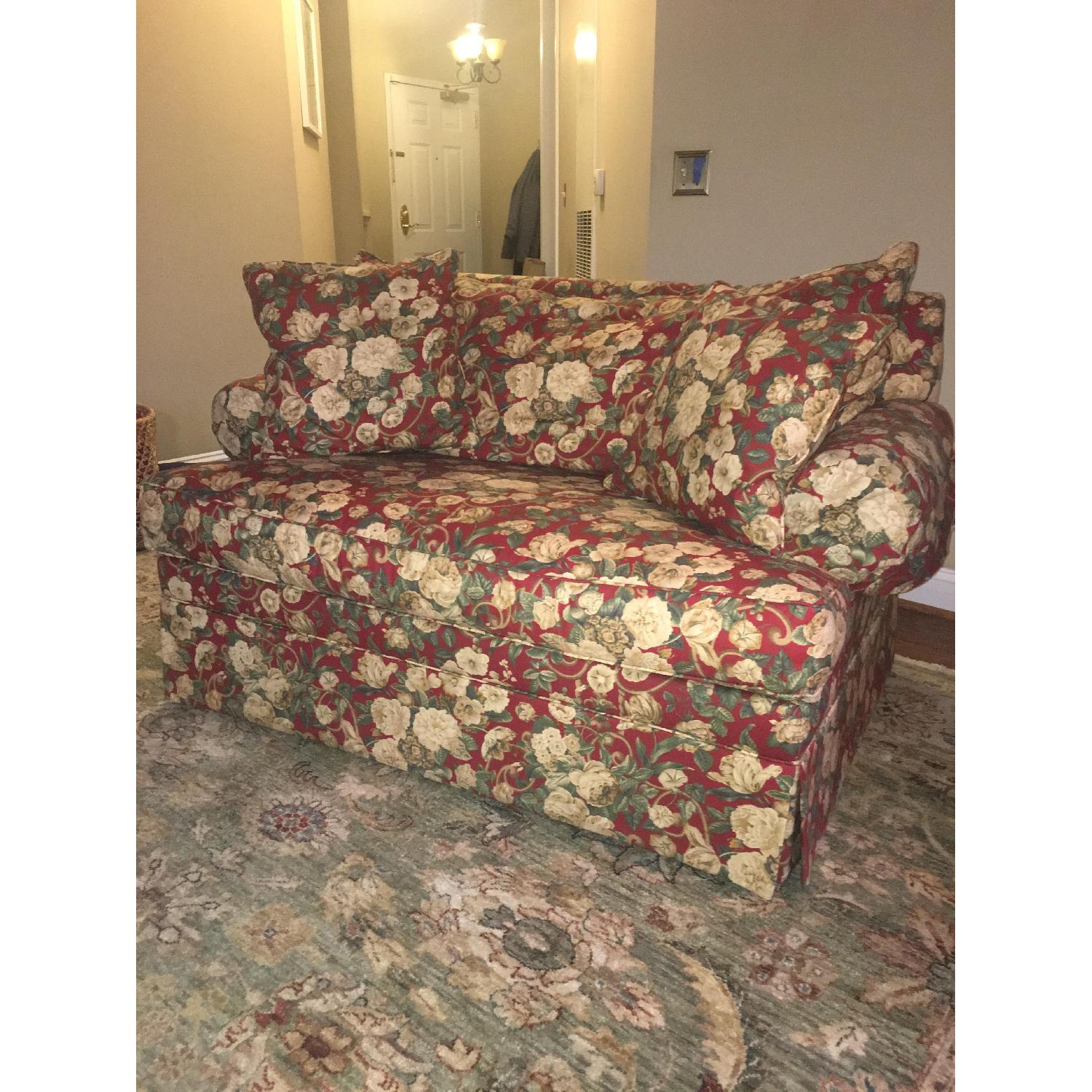 Ethan Allen Red Floral Loveseat - image-6