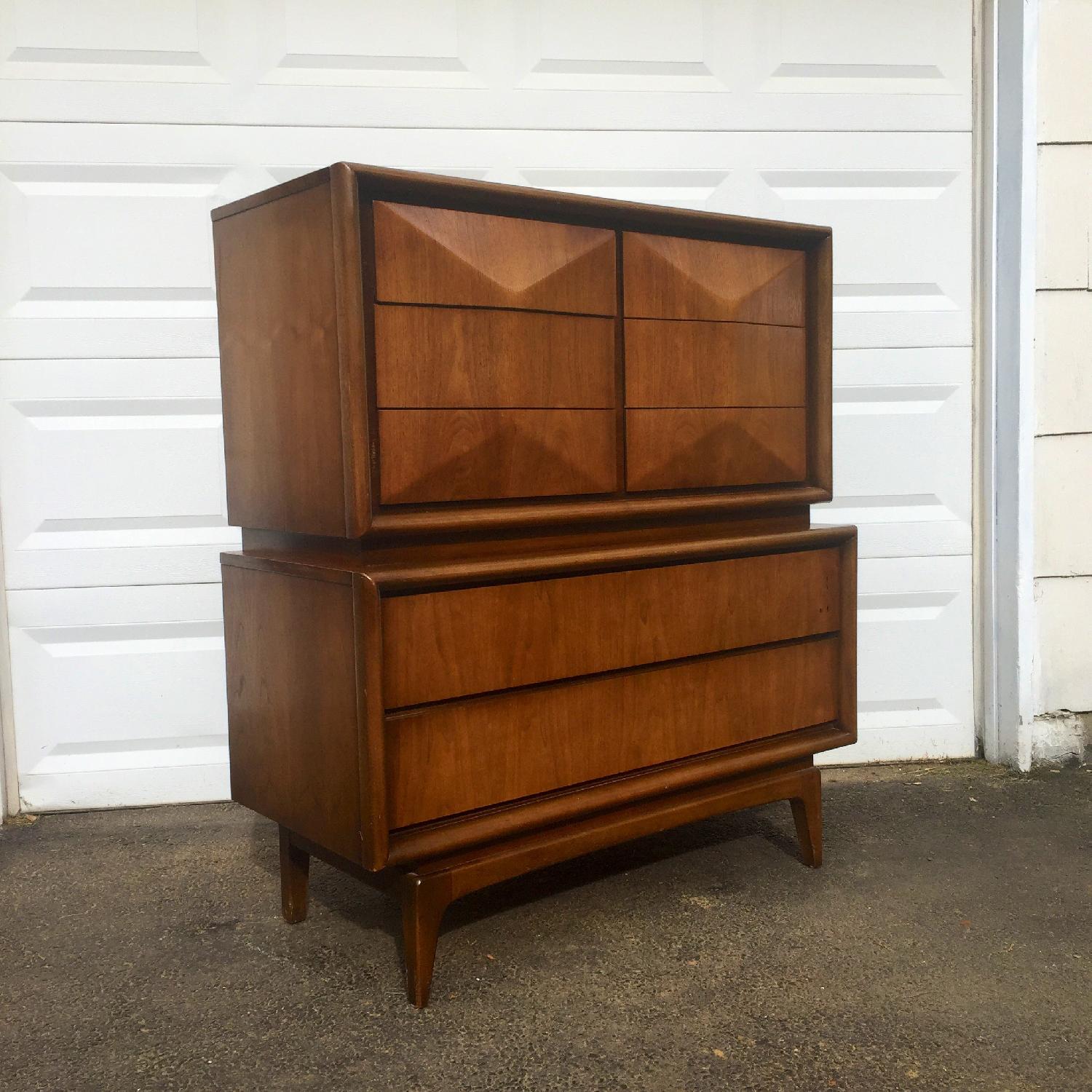 Mid-Century Modern Diamond Front Highboy Dresser - image-1