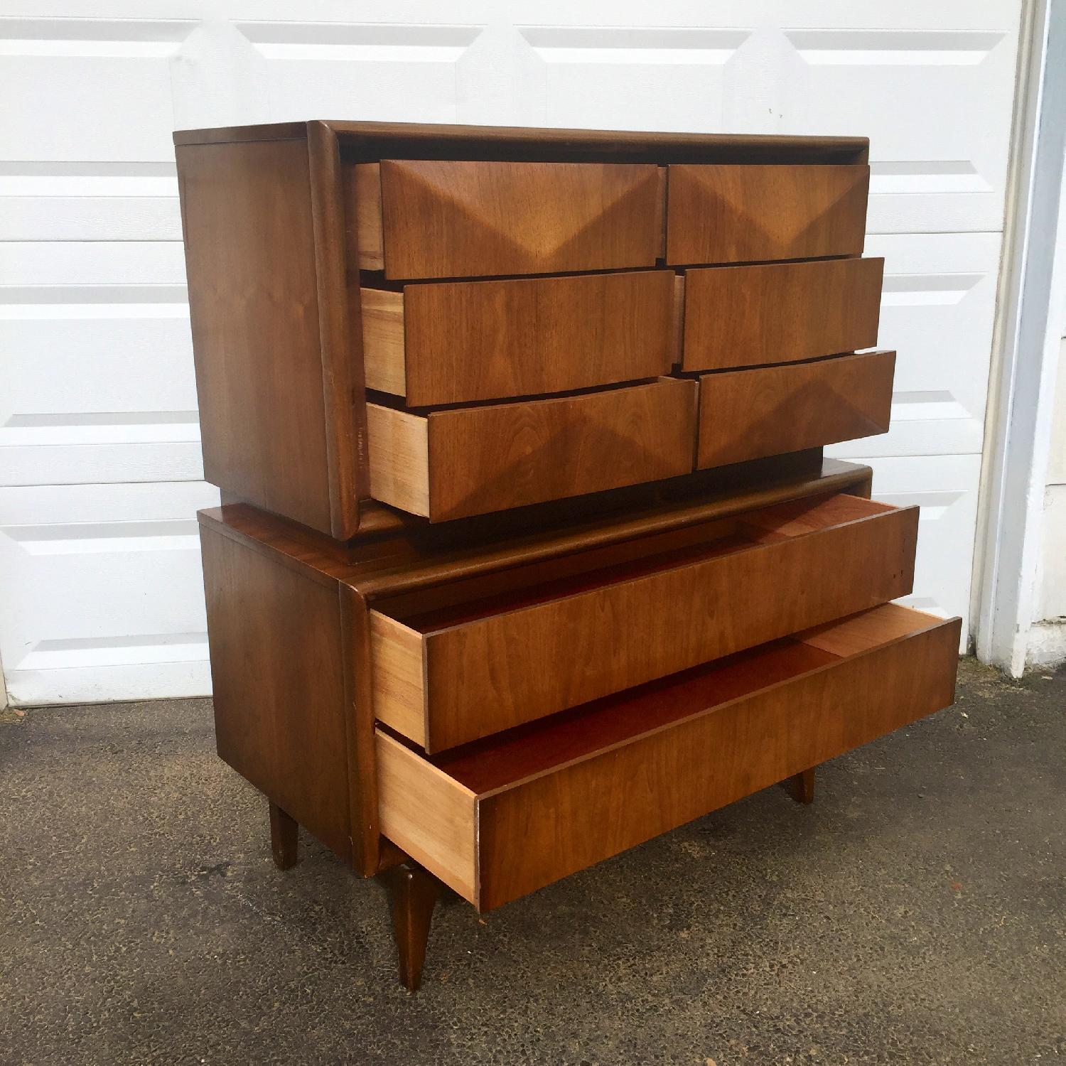 Mid-Century Modern Diamond Front Highboy Dresser - image-2