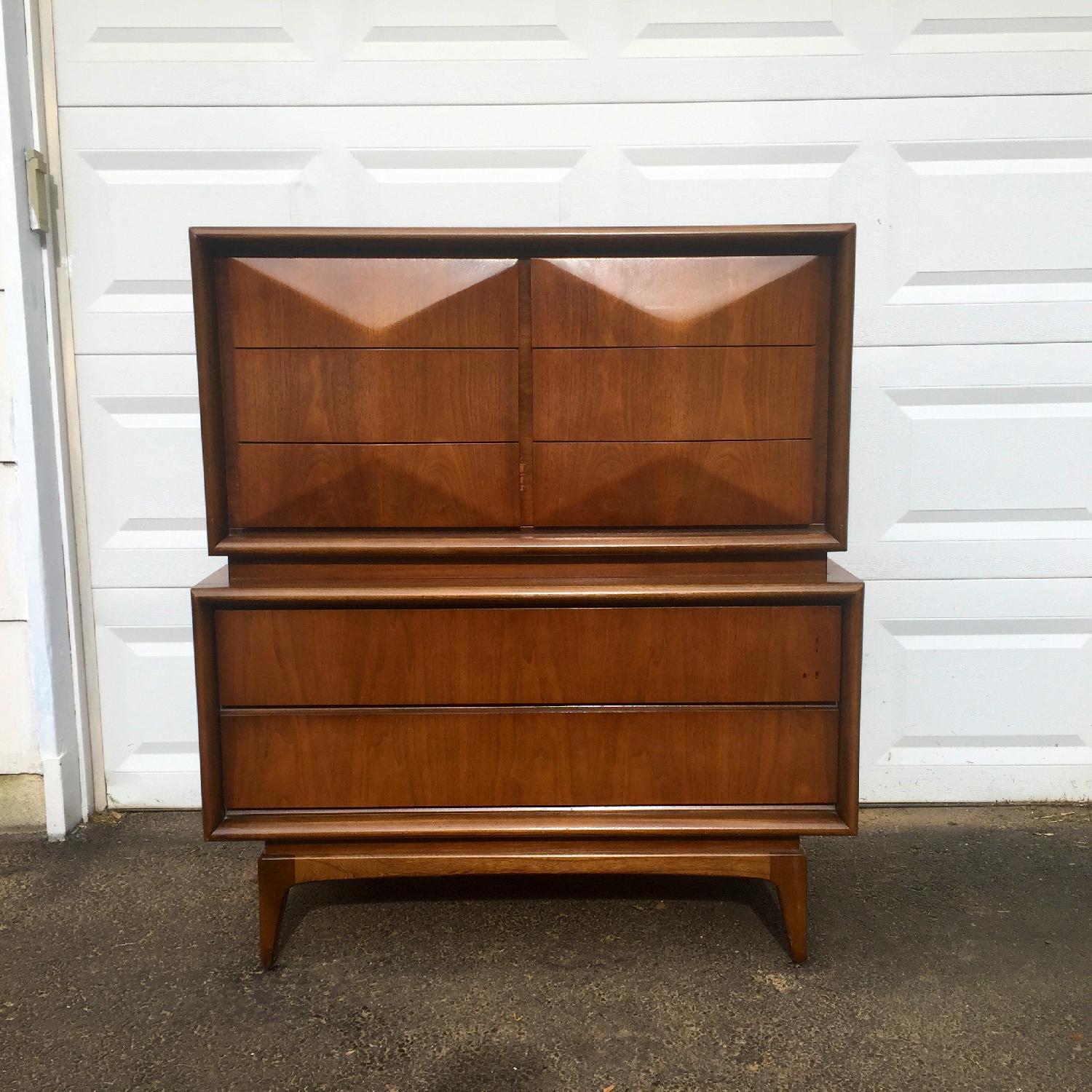 Mid-Century Modern Diamond Front Highboy Dresser - image-3