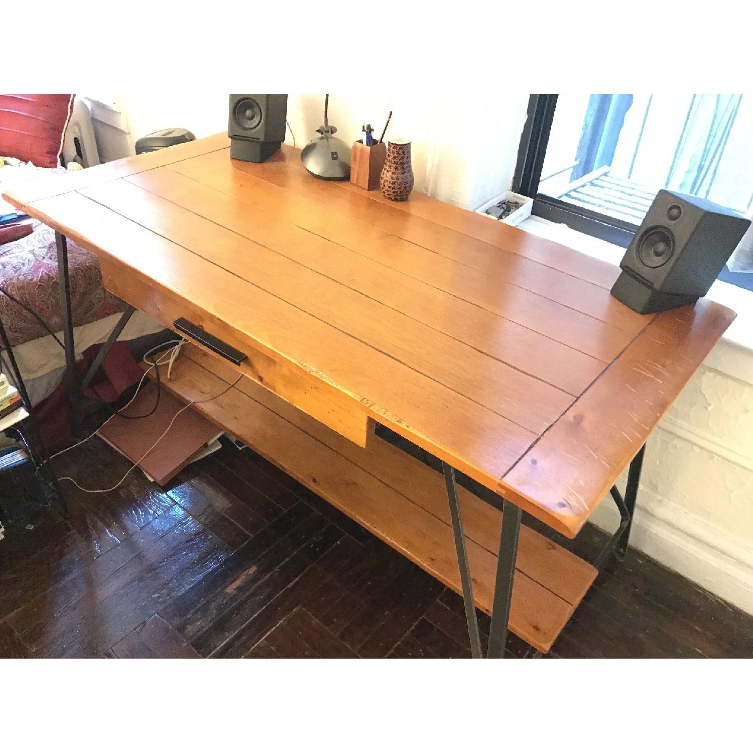 Pottery Barn Sawhorse Wood & Metal Desk - image-4