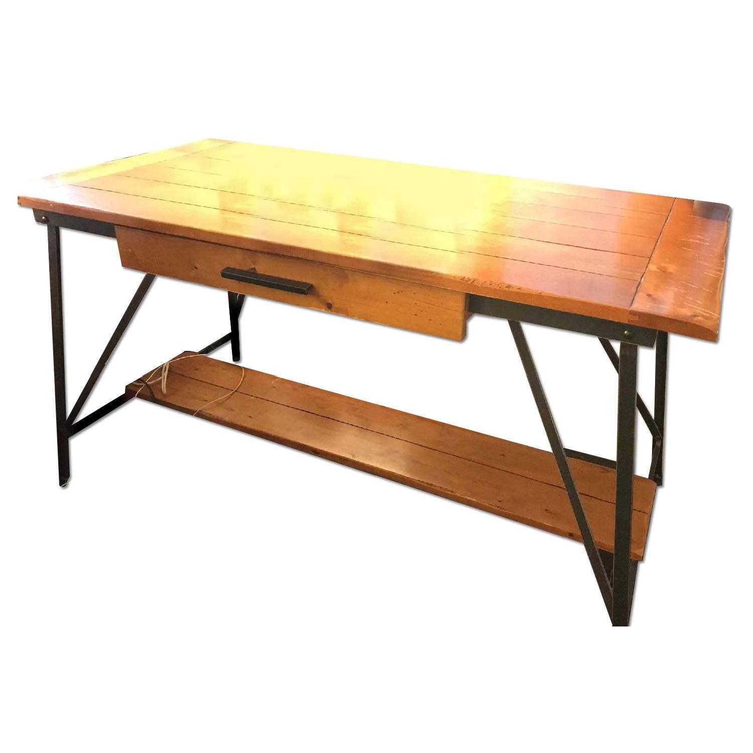 Pottery Barn Sawhorse Wood & Metal Desk - image-0