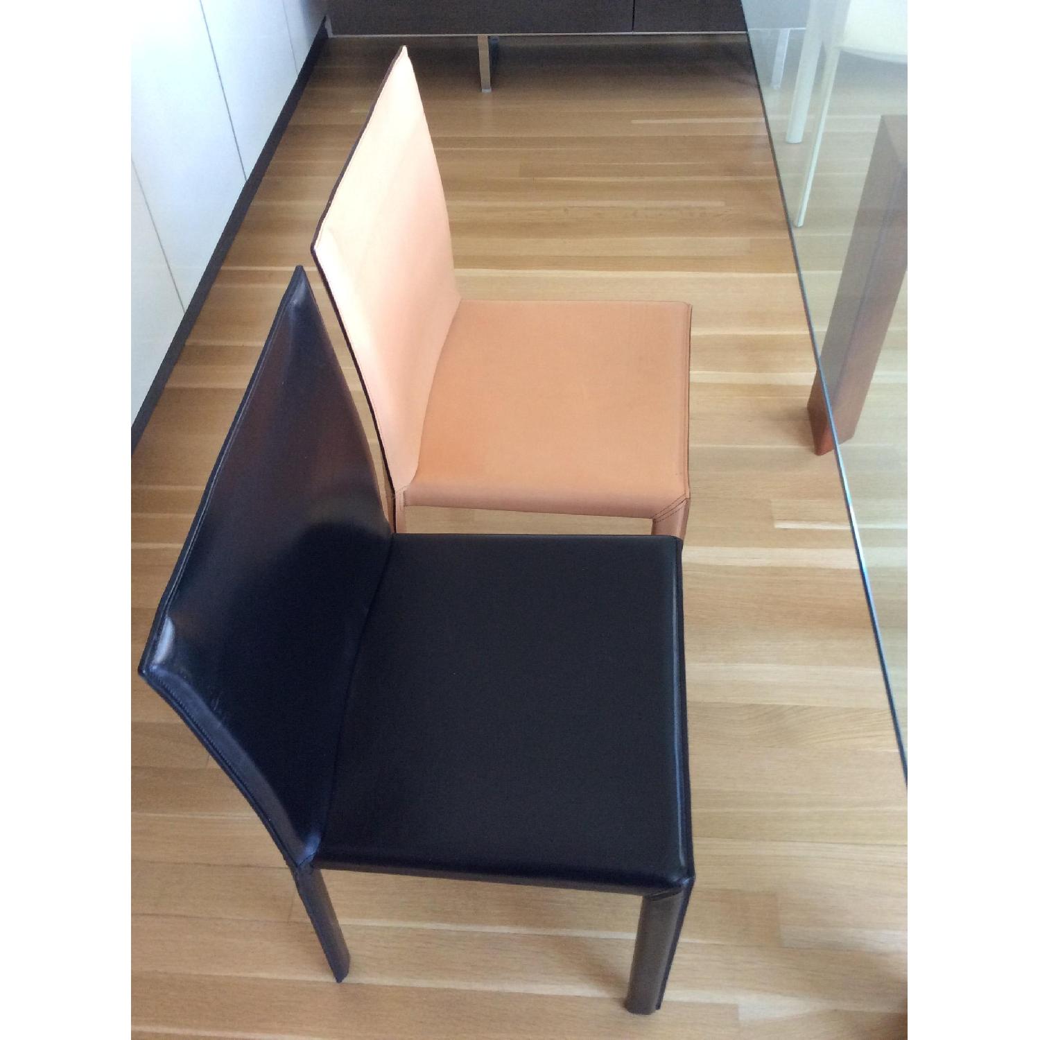 Italian Glass Table w/ 6 Leathers Chairs - image-5