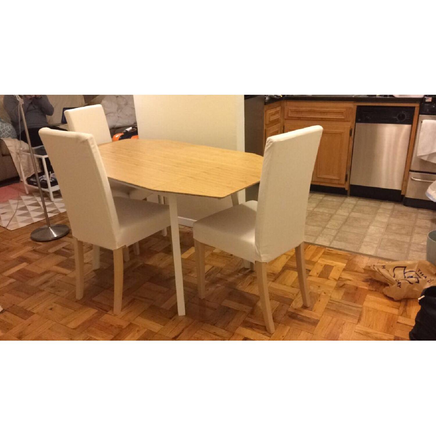 Ikea Bamboo Drop-Leaf Extendable Dining Table - image-7