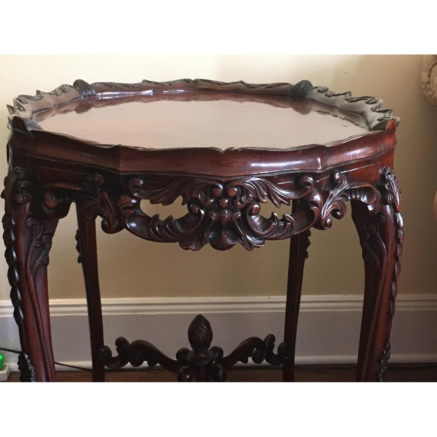 Hand Carved Mahogany Side Table - image-2