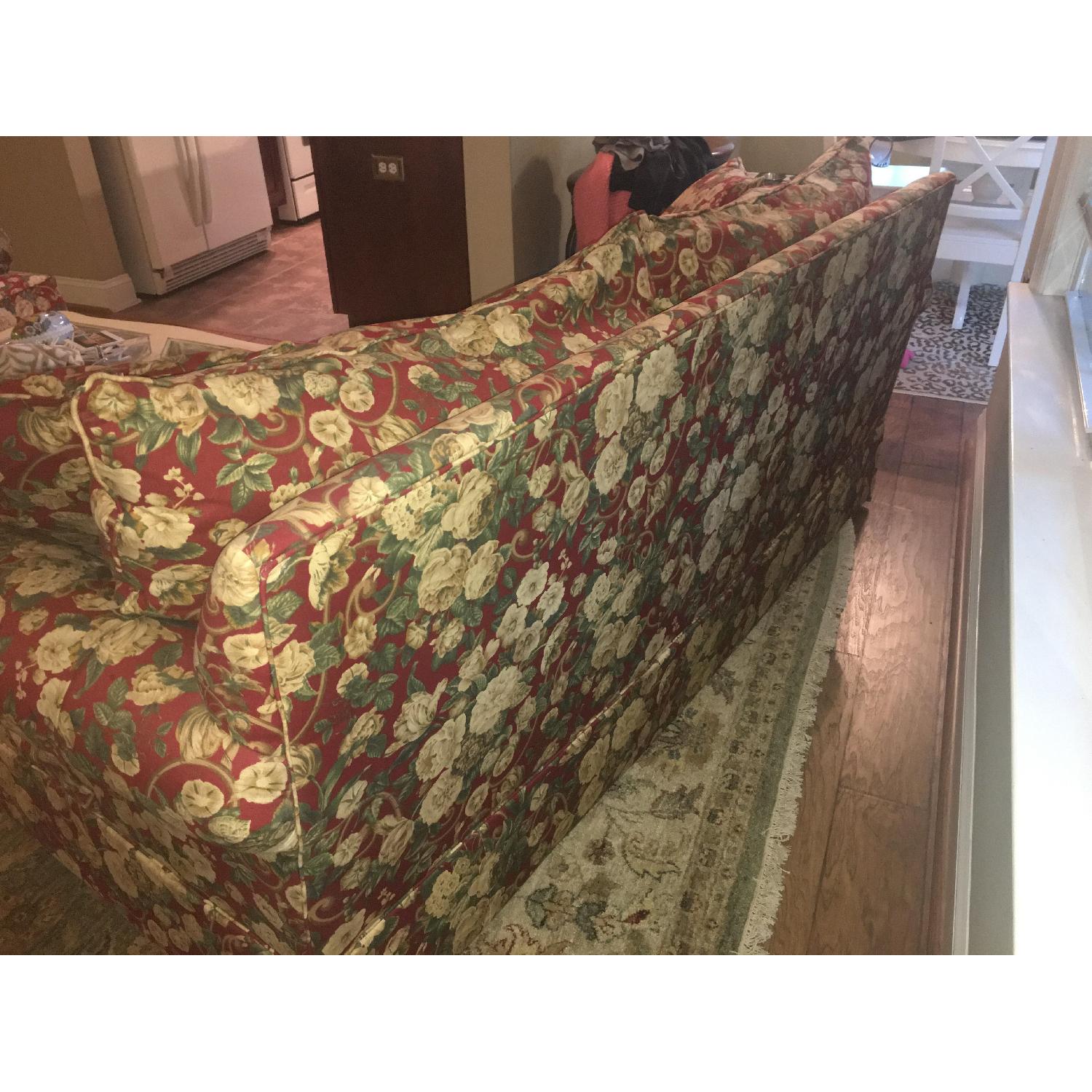 Ethan Allen Red Floral Sofa - image-4