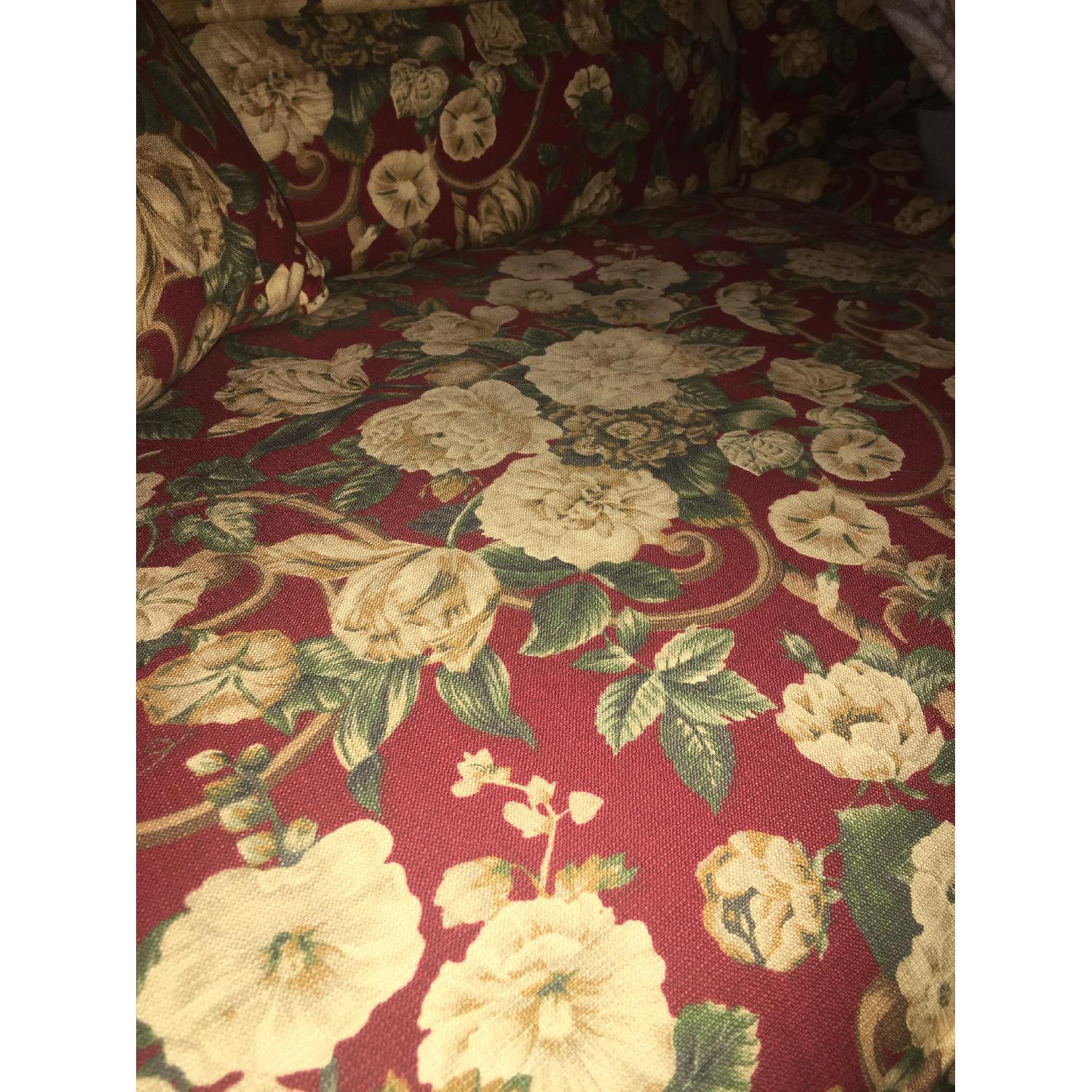 Ethan Allen Red Floral Sofa - image-5