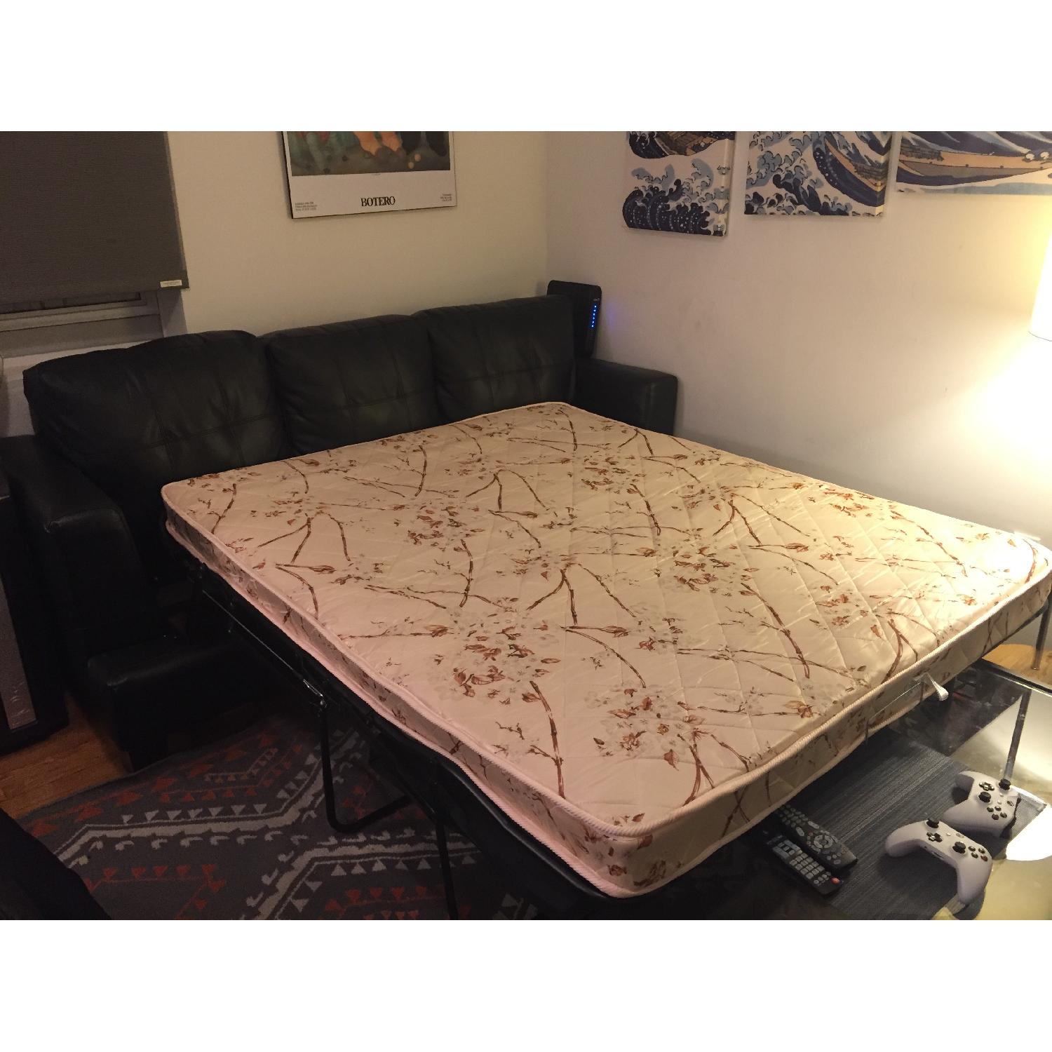 Bob's Black Leather Sleeper Sofa - image-2