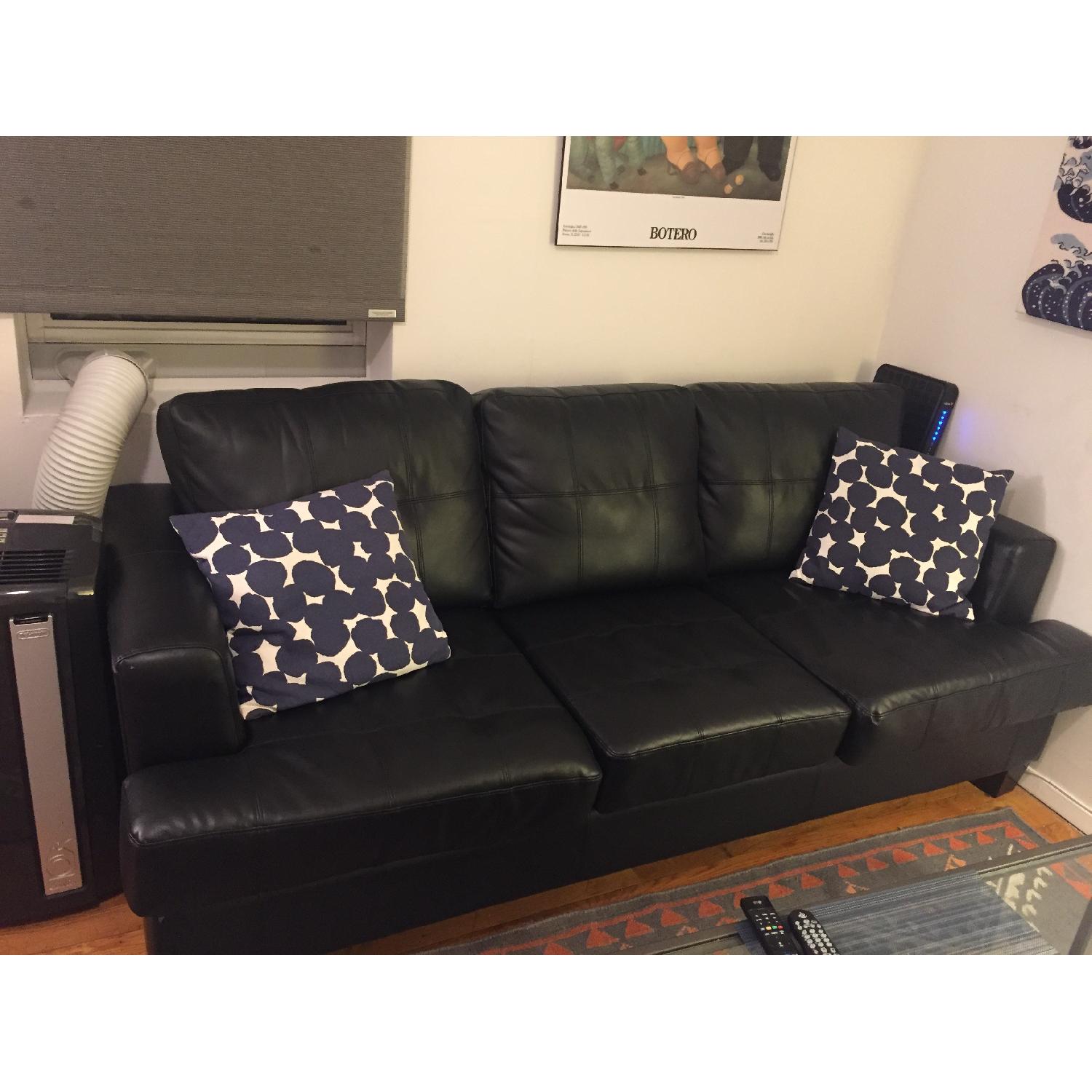Bob's Black Leather Sleeper Sofa - image-3