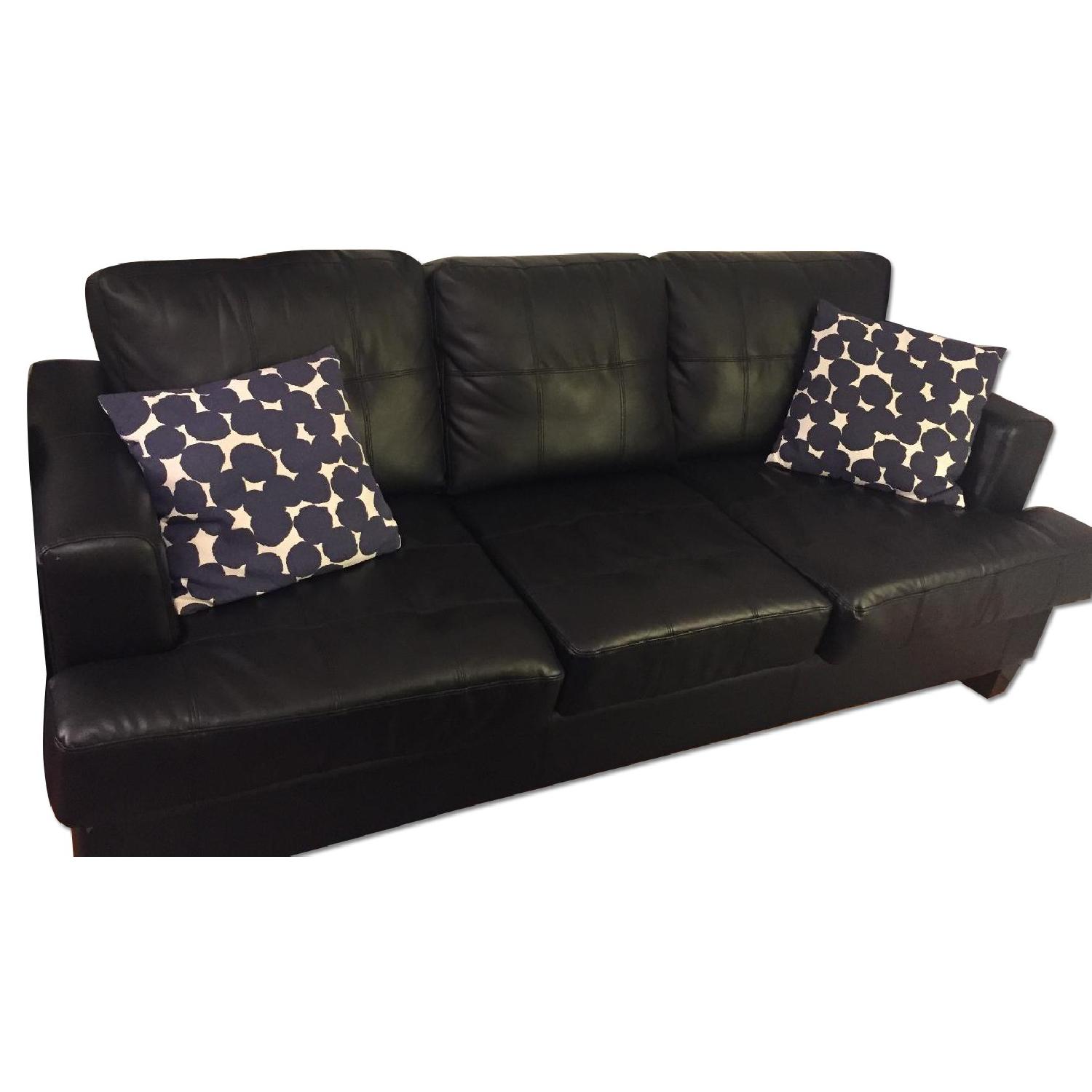 Bob's Black Leather Sleeper Sofa - image-0