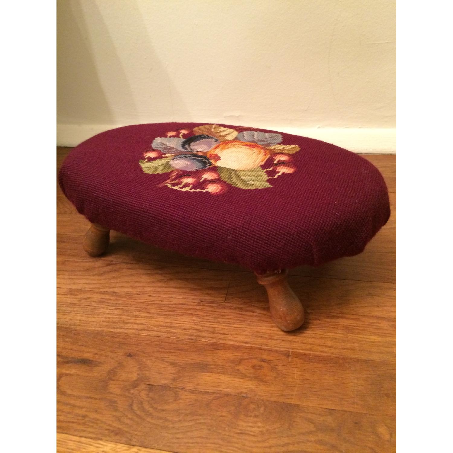 Vintage Small Needlepoint Footstool - image-1