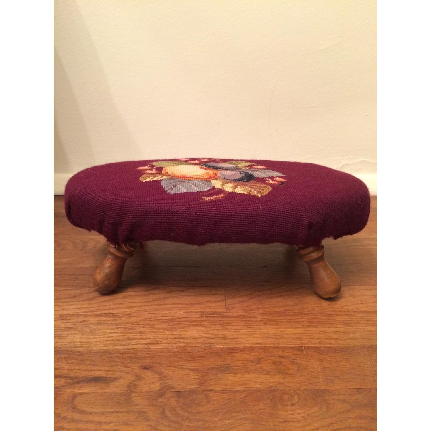 Vintage Small Needlepoint Footstool - image-4