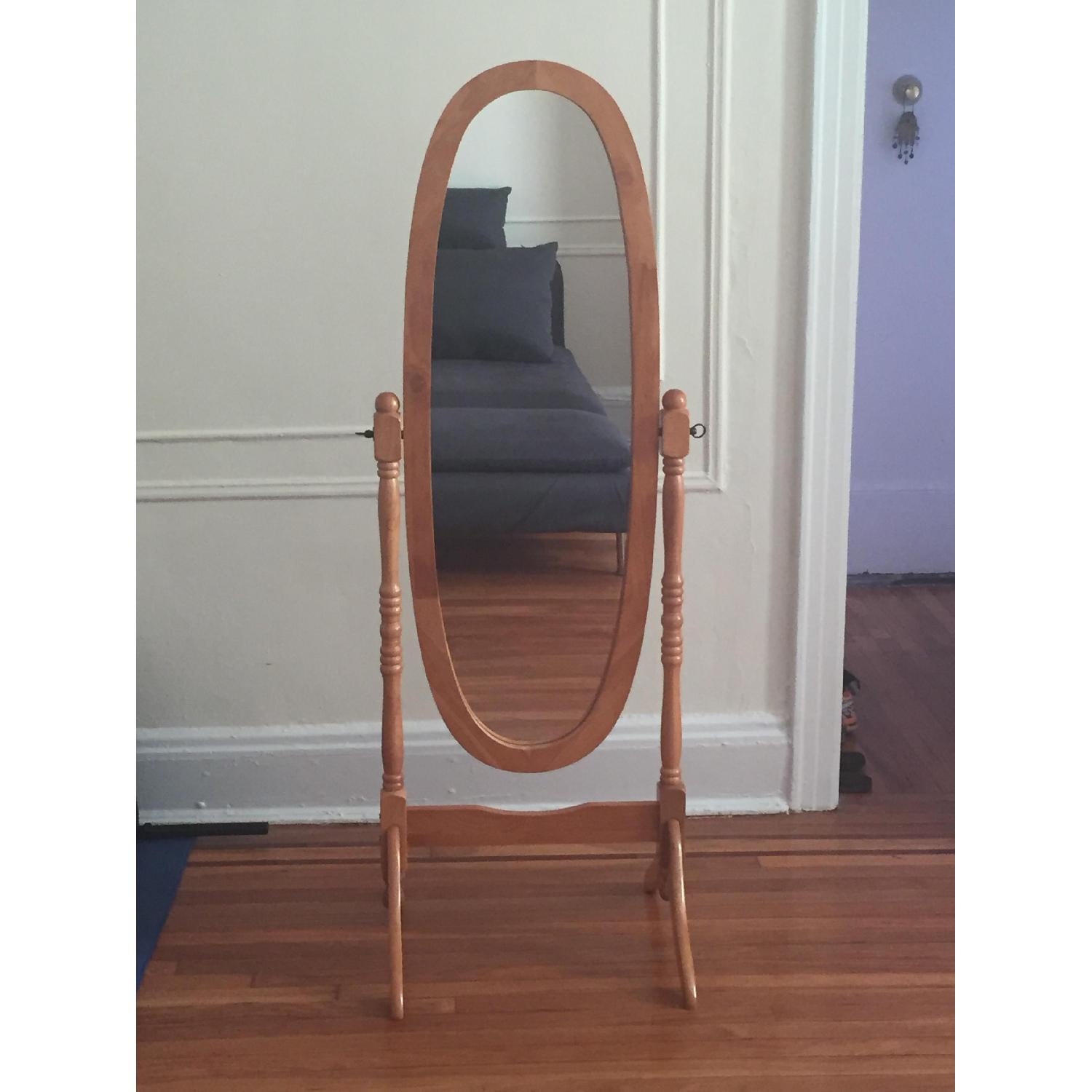 Traditional Queen Anna Style Wood Floor Cheval Mirror - image-1