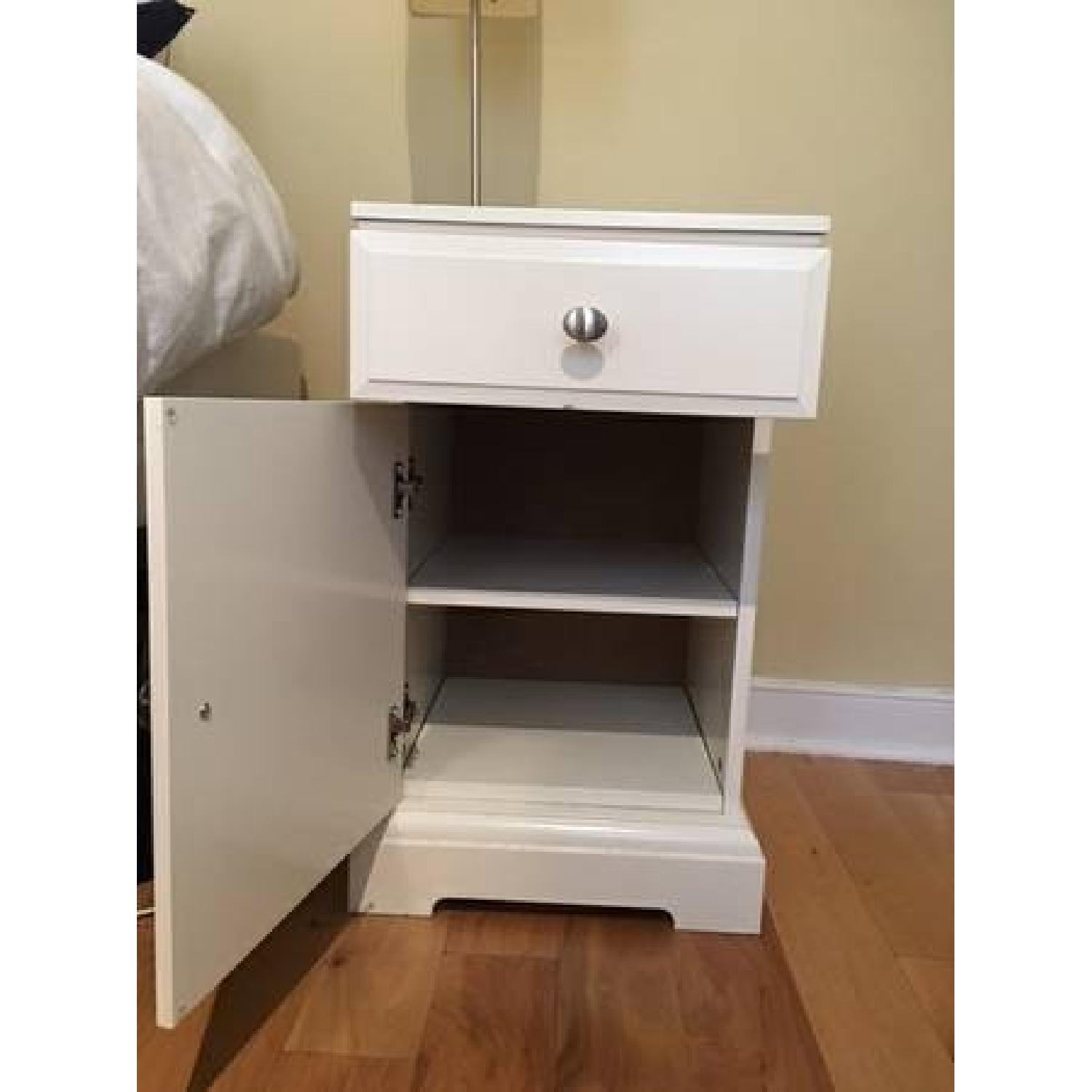 Ikea White Wood Bedside Table w/ Drawer & Shelf - image-3
