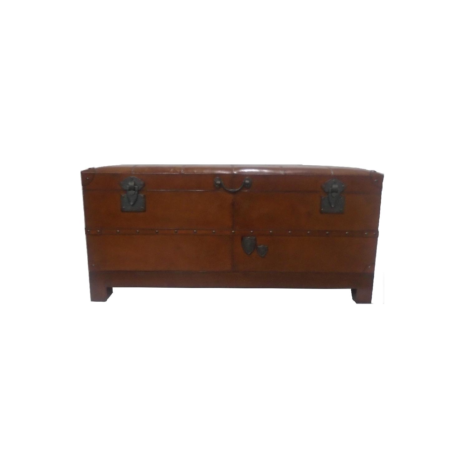 Square Leather Coffee Table Trunk Box - image-0